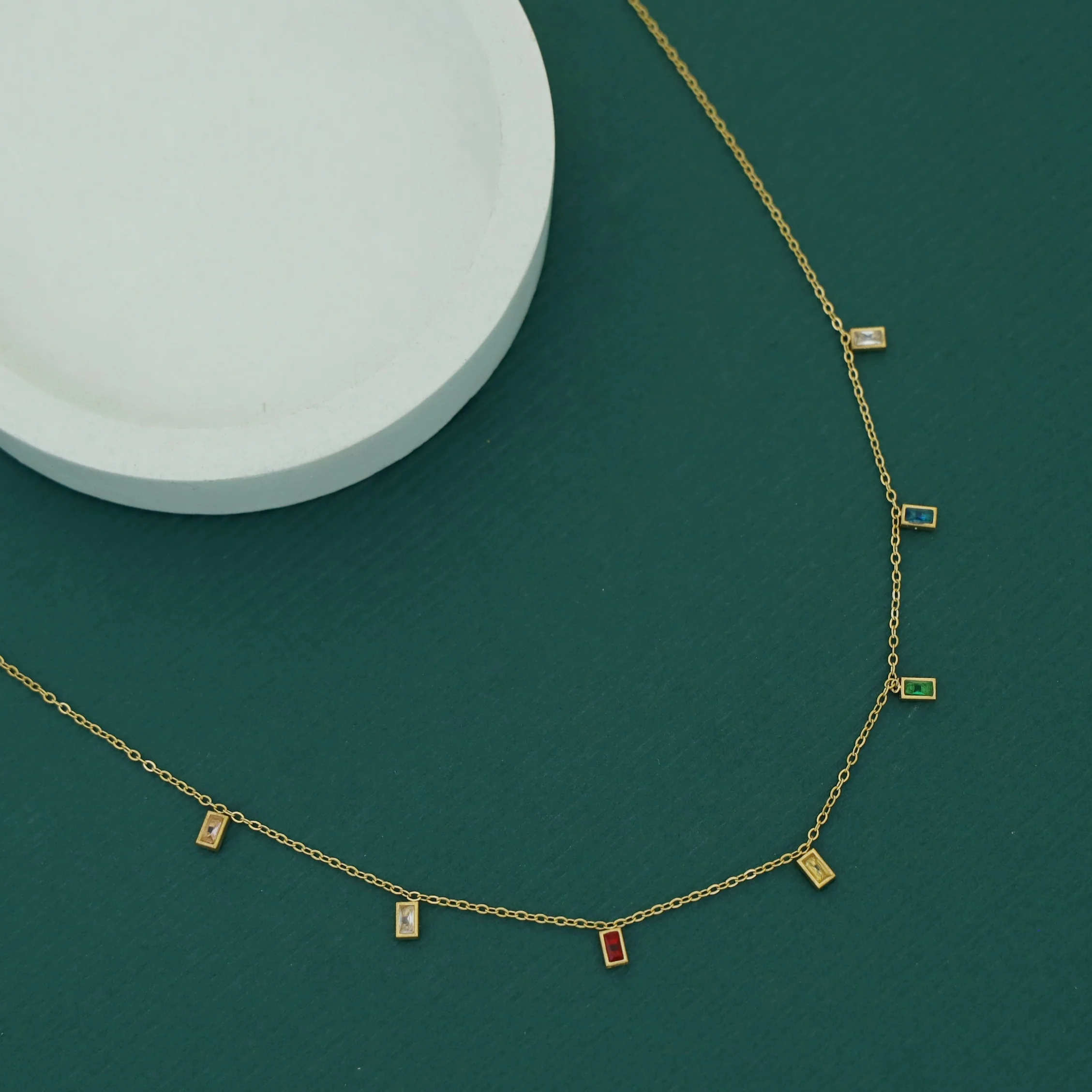 Mini Rectangle 7 Glossy Stone Neckpiece - Image 4