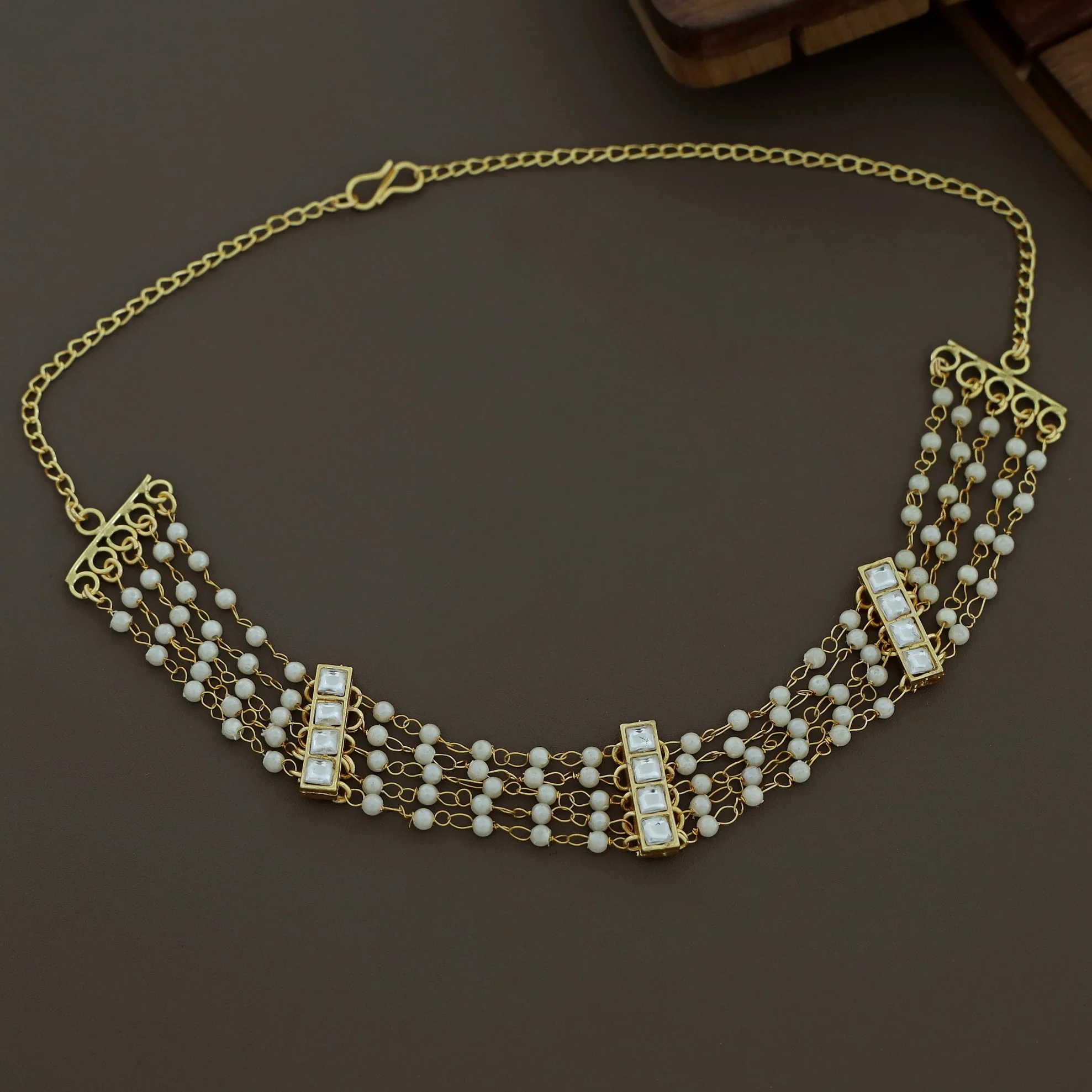 Carly 5 layer Pearl Kundan Choker - Image 5