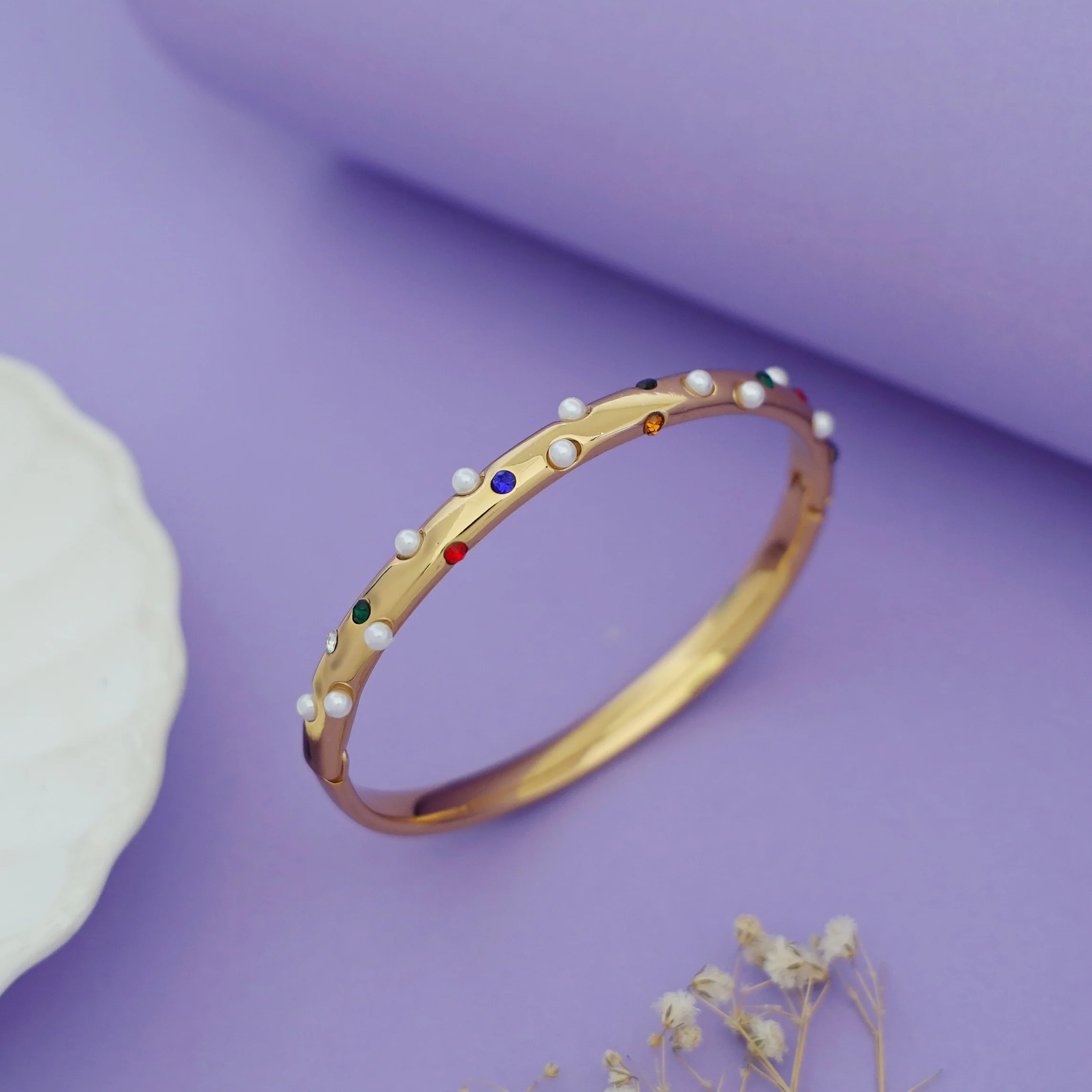 Mirana Glossy Pearl Openable Bangle - Image 2