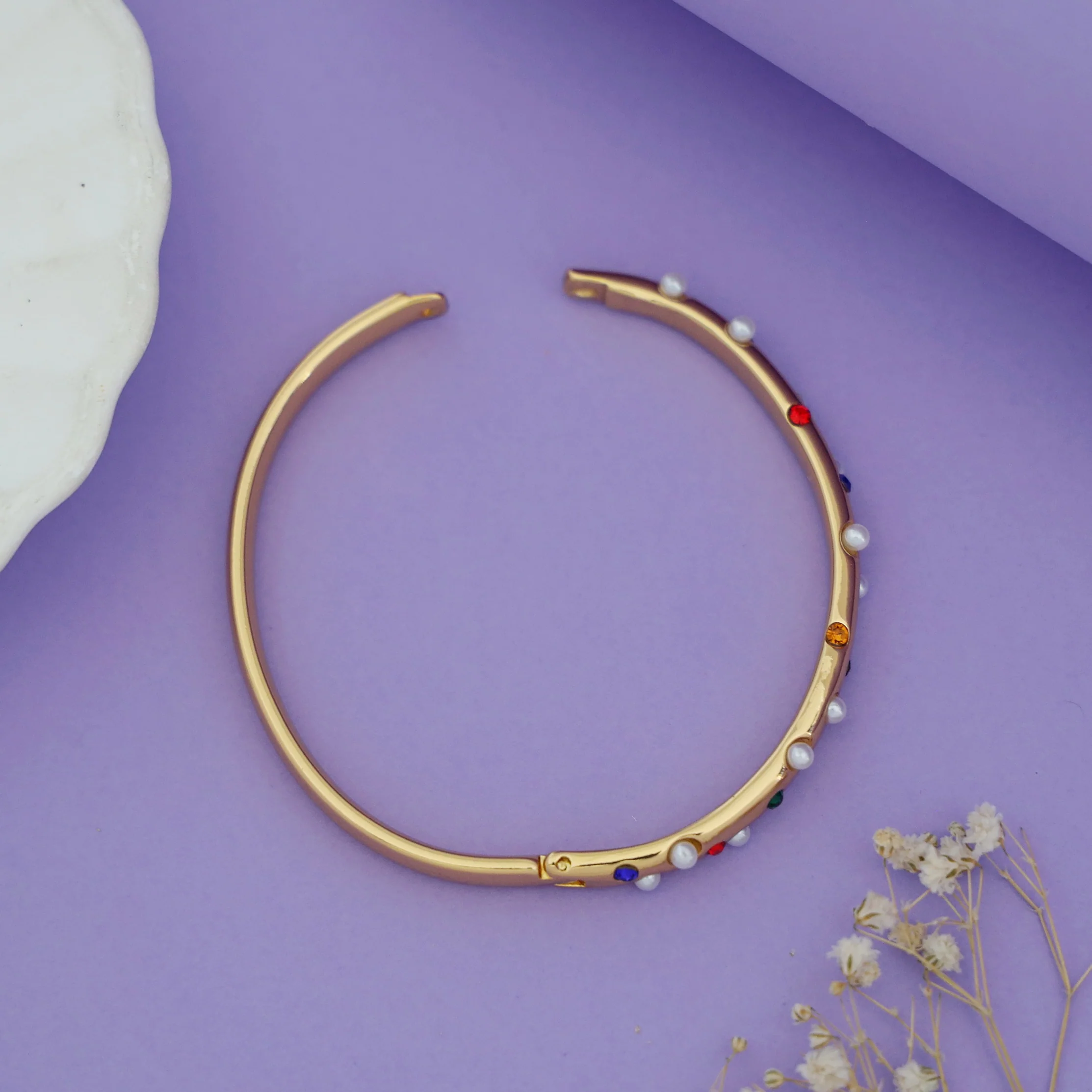 Mirana Glossy Pearl Openable Bangle - Image 3