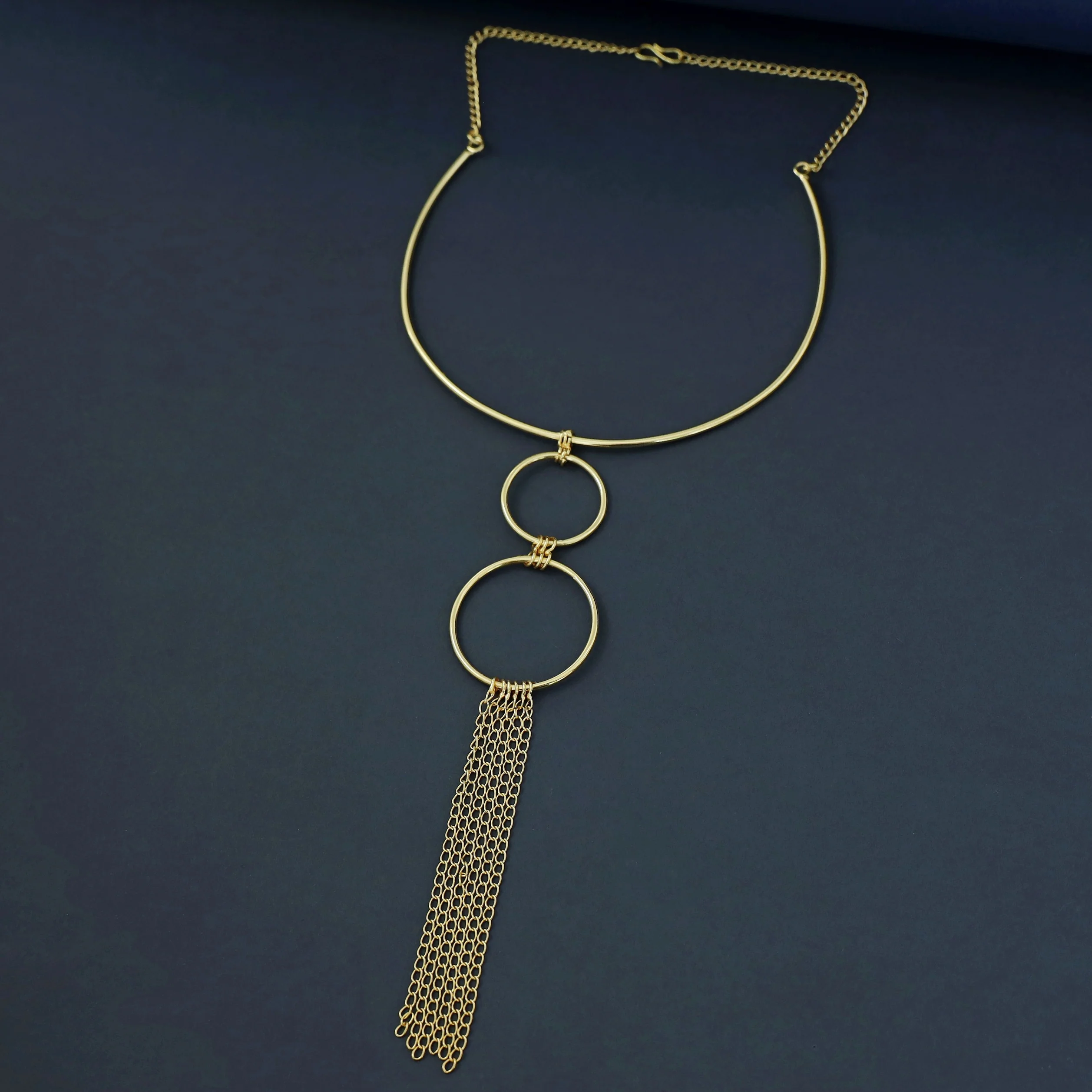 Miraya Golden Twin Circle + Chainy Neck Cuff - Image 2