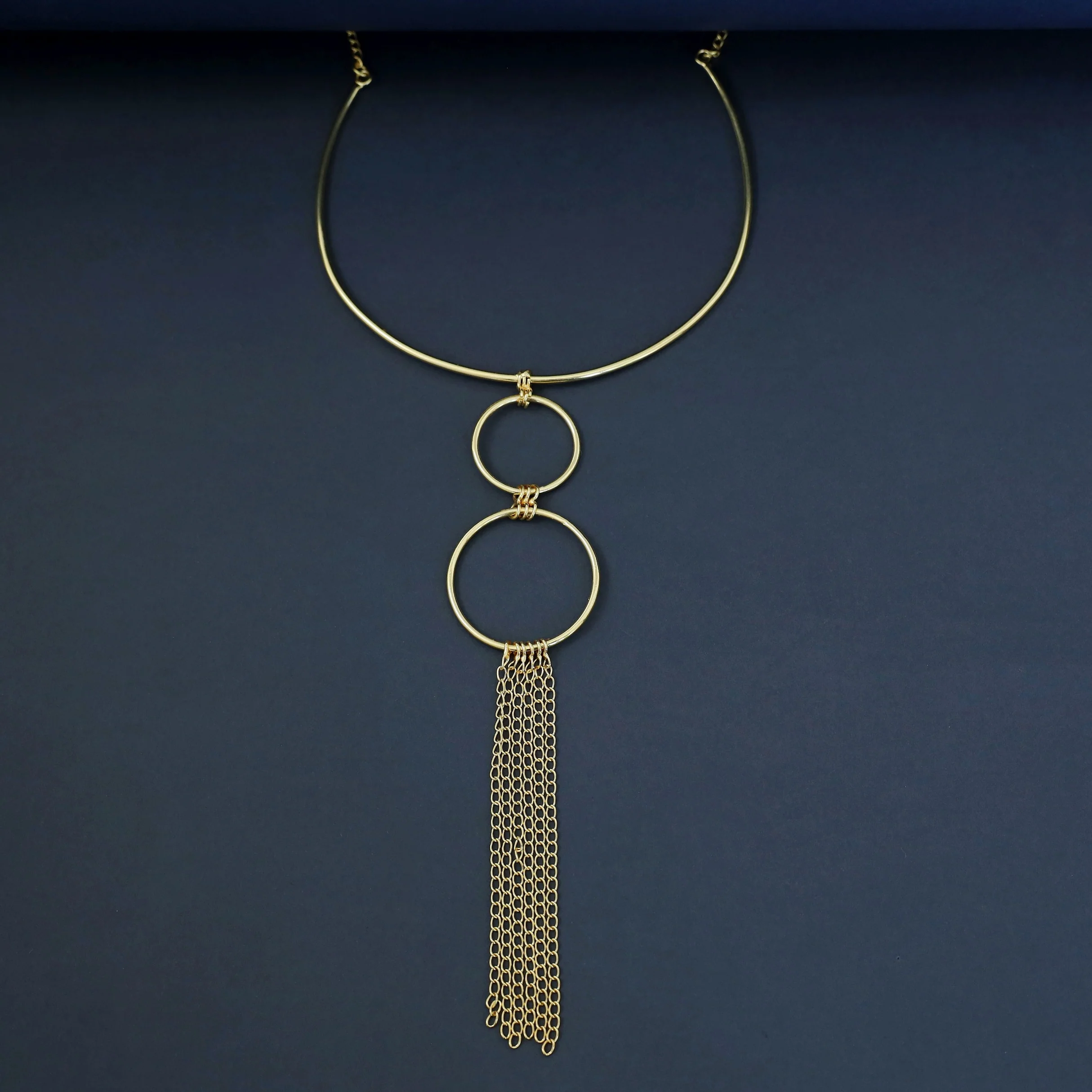 Miraya Golden Twin Circle + Chainy Neck Cuff - Image 3