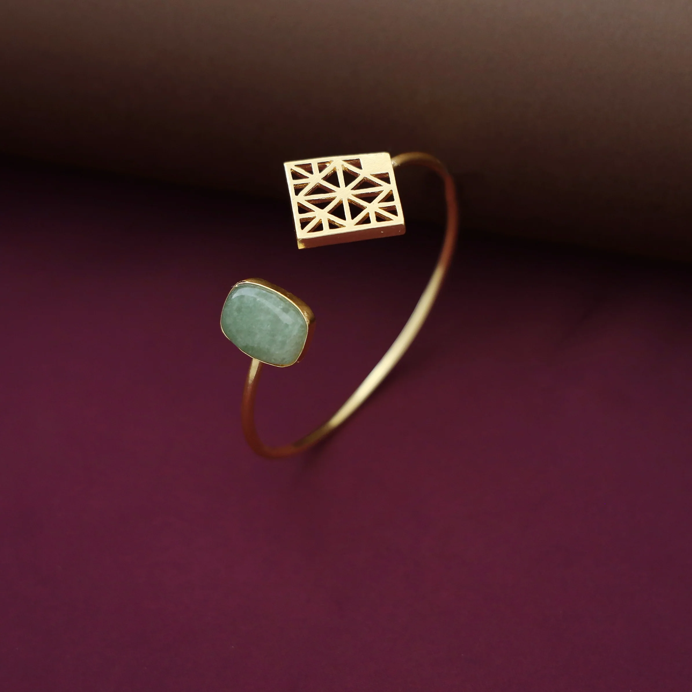 Mirelle Golden Rhombus Natural Stone Bangle - Image 2