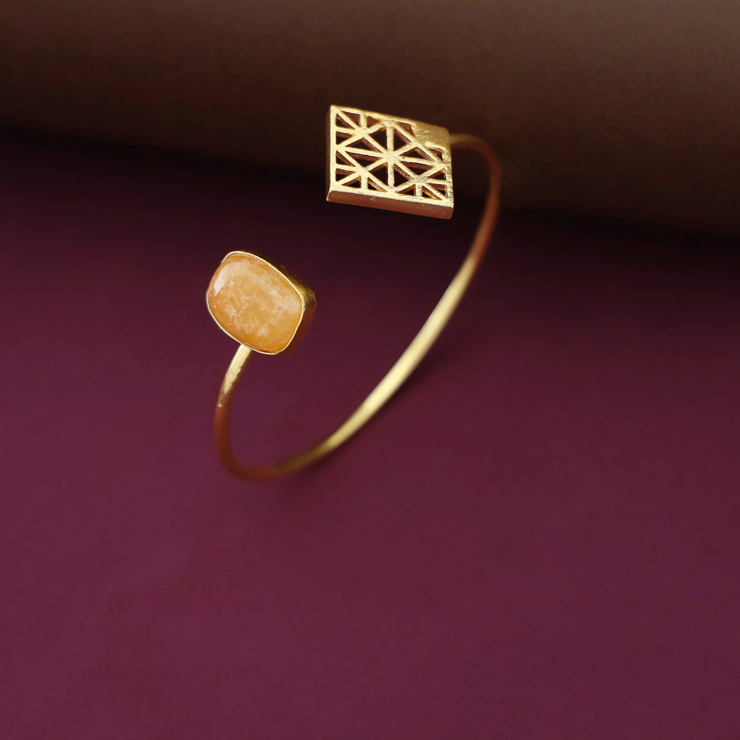 Mirelle Golden Rhombus Natural Stone Bangle - Image 3