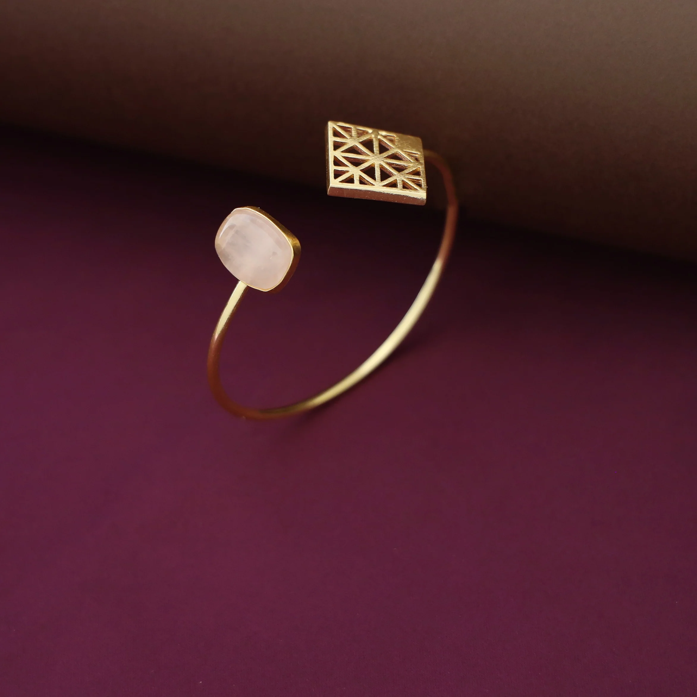 Mirelle Golden Rhombus Natural Stone Bangle - Image 4