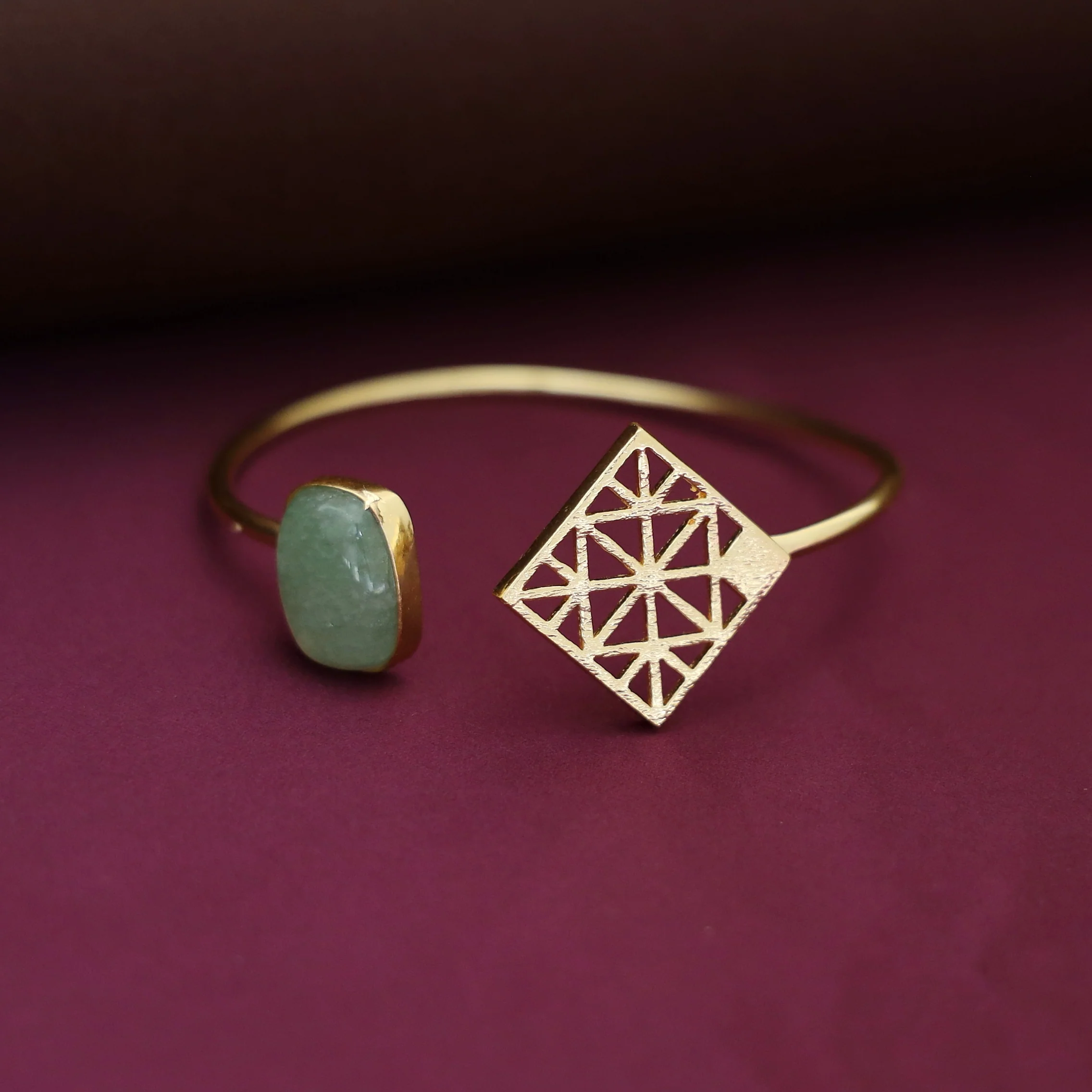 Mirelle Golden Rhombus Natural Stone Bangle - Image 6