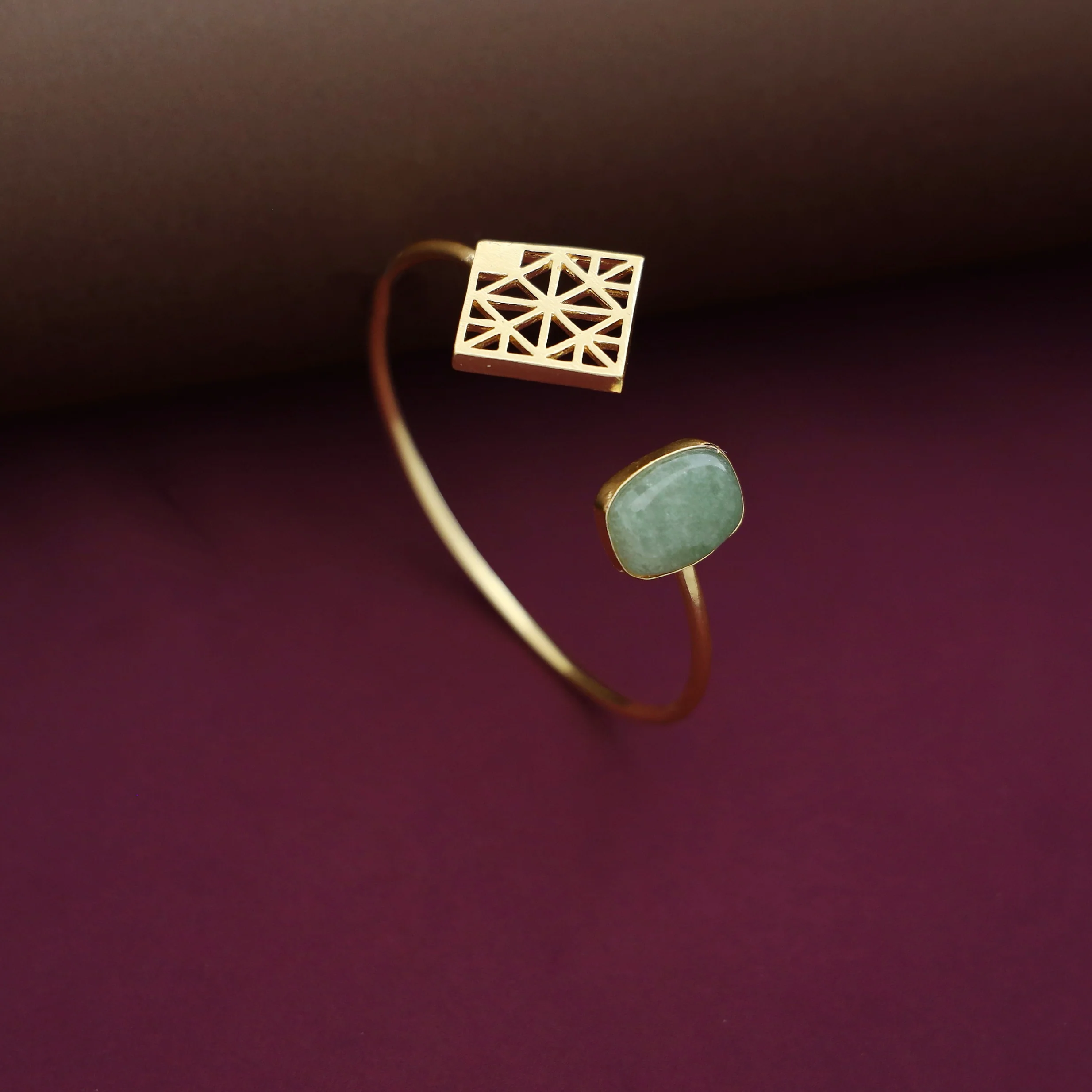 Mirelle Golden Rhombus Natural Stone Bangle - Image 7