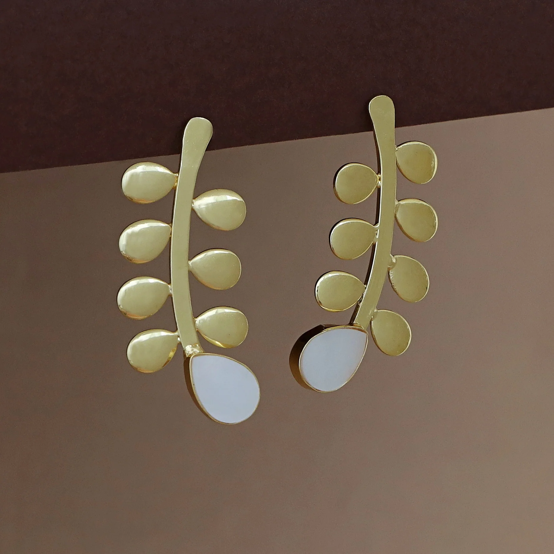 Moana Golden Leaf Glossy Drop Earring - Image 5