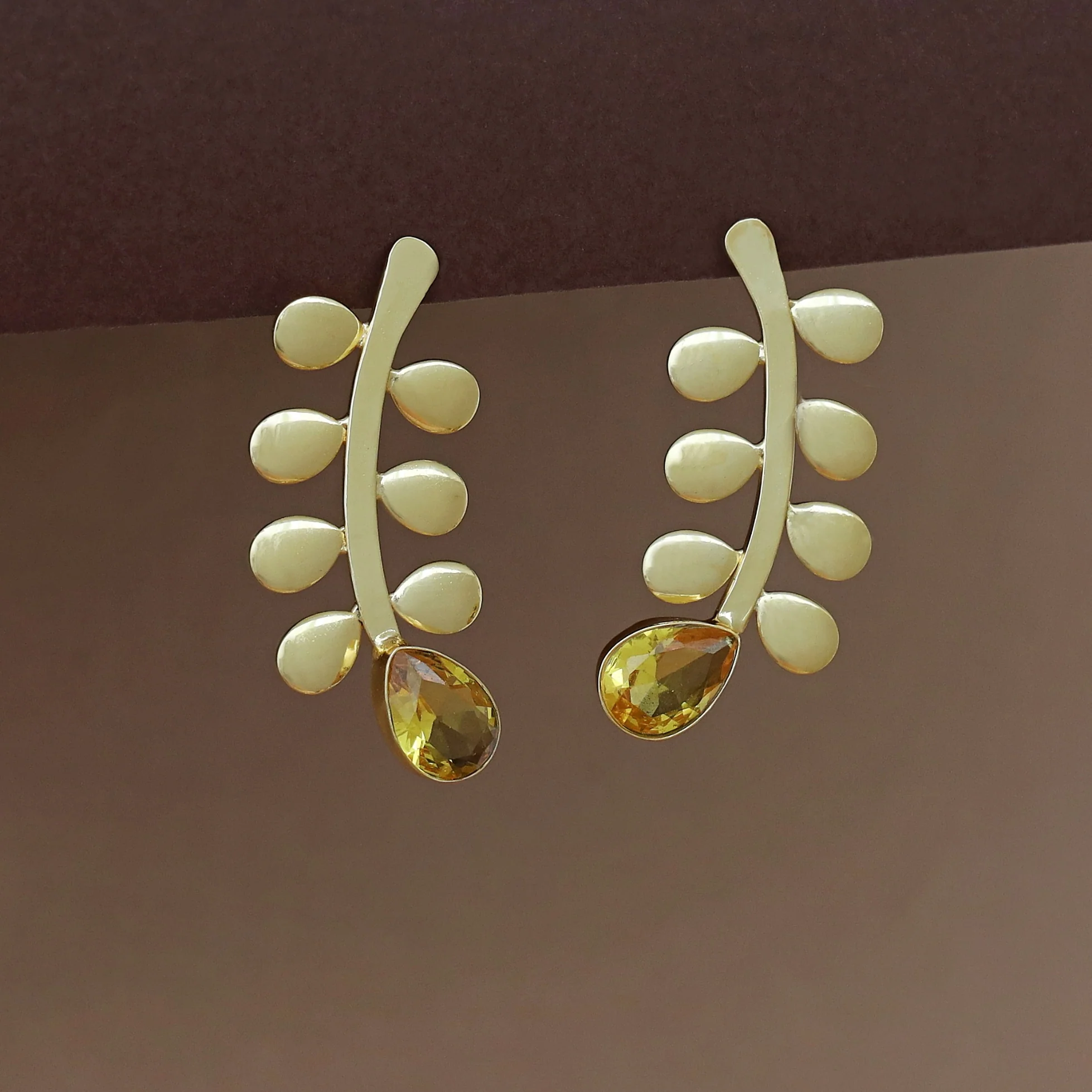 Moana Golden Leaf Glossy Drop Earring - Image 7