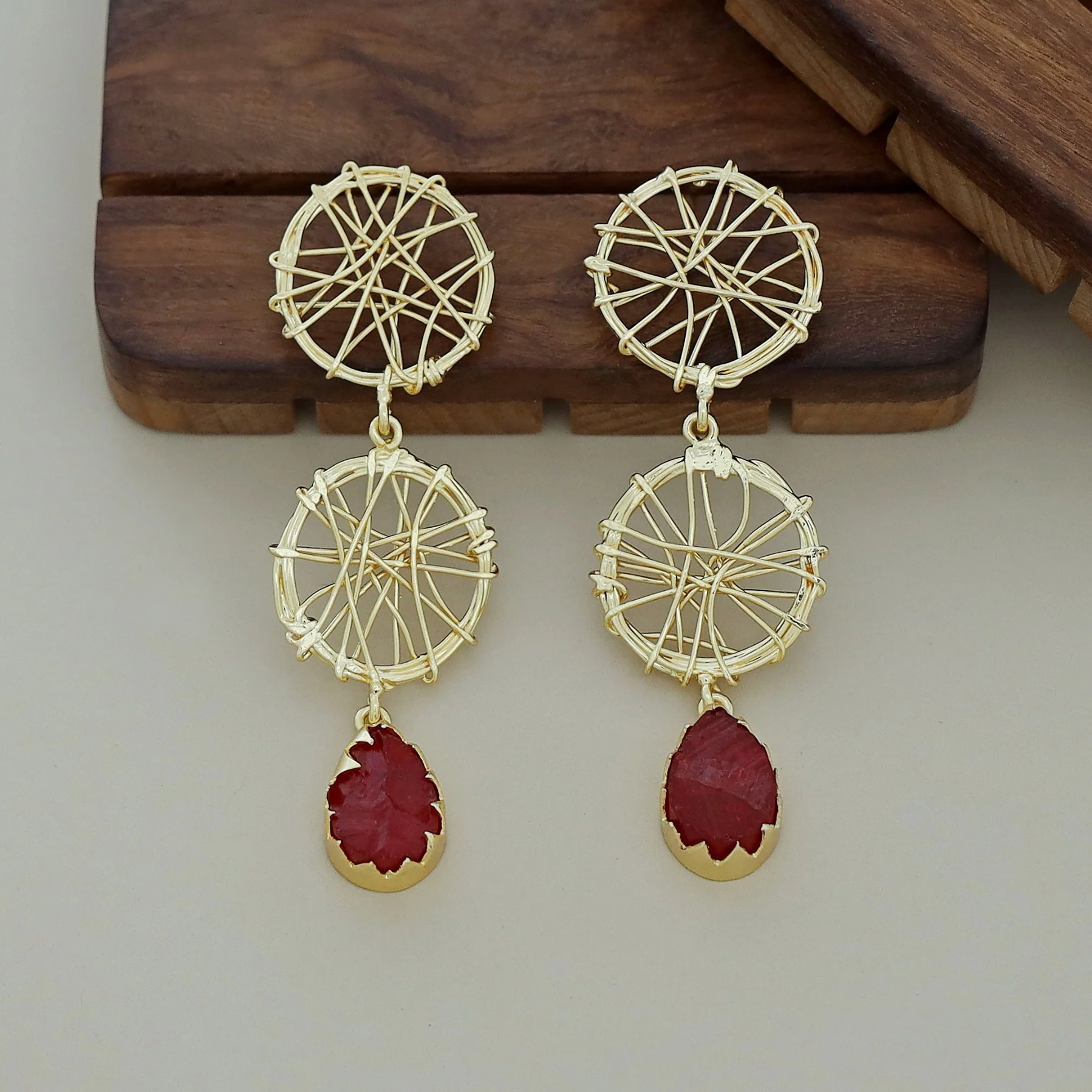Monica Dream Catcher Claw Dyed Stone Earring - Image 3
