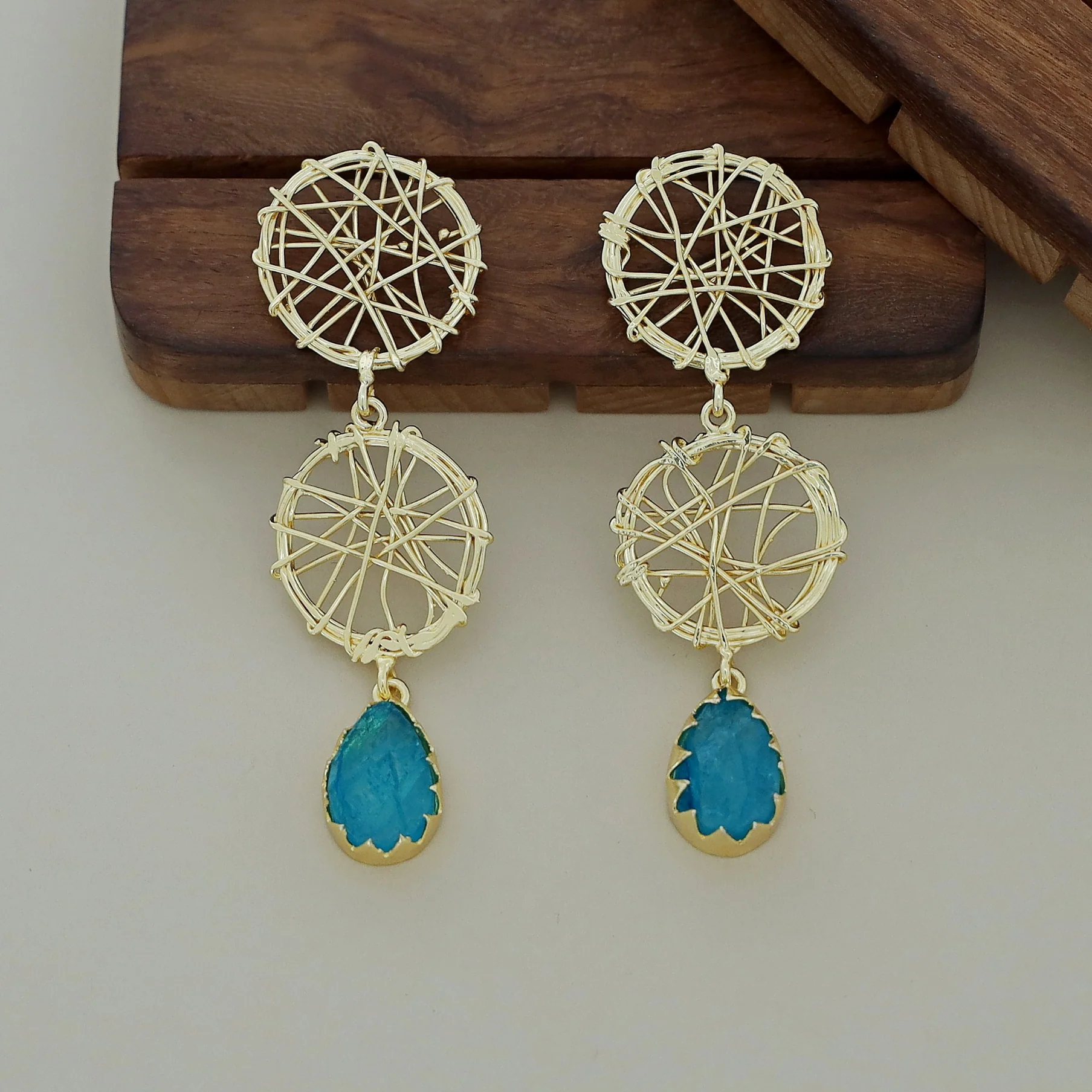 Monica Dream Catcher Claw Dyed Stone Earring - Image 5
