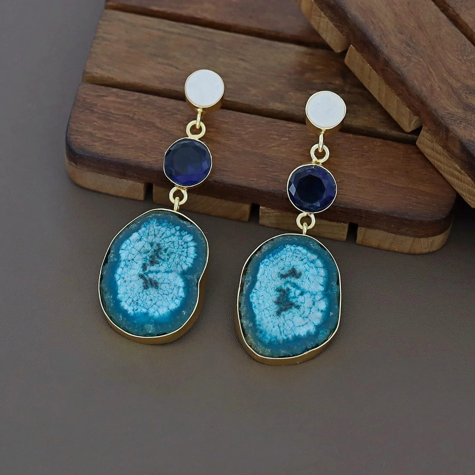 Aniha MOP + Glossy + Agate Stone Earring - Image 11