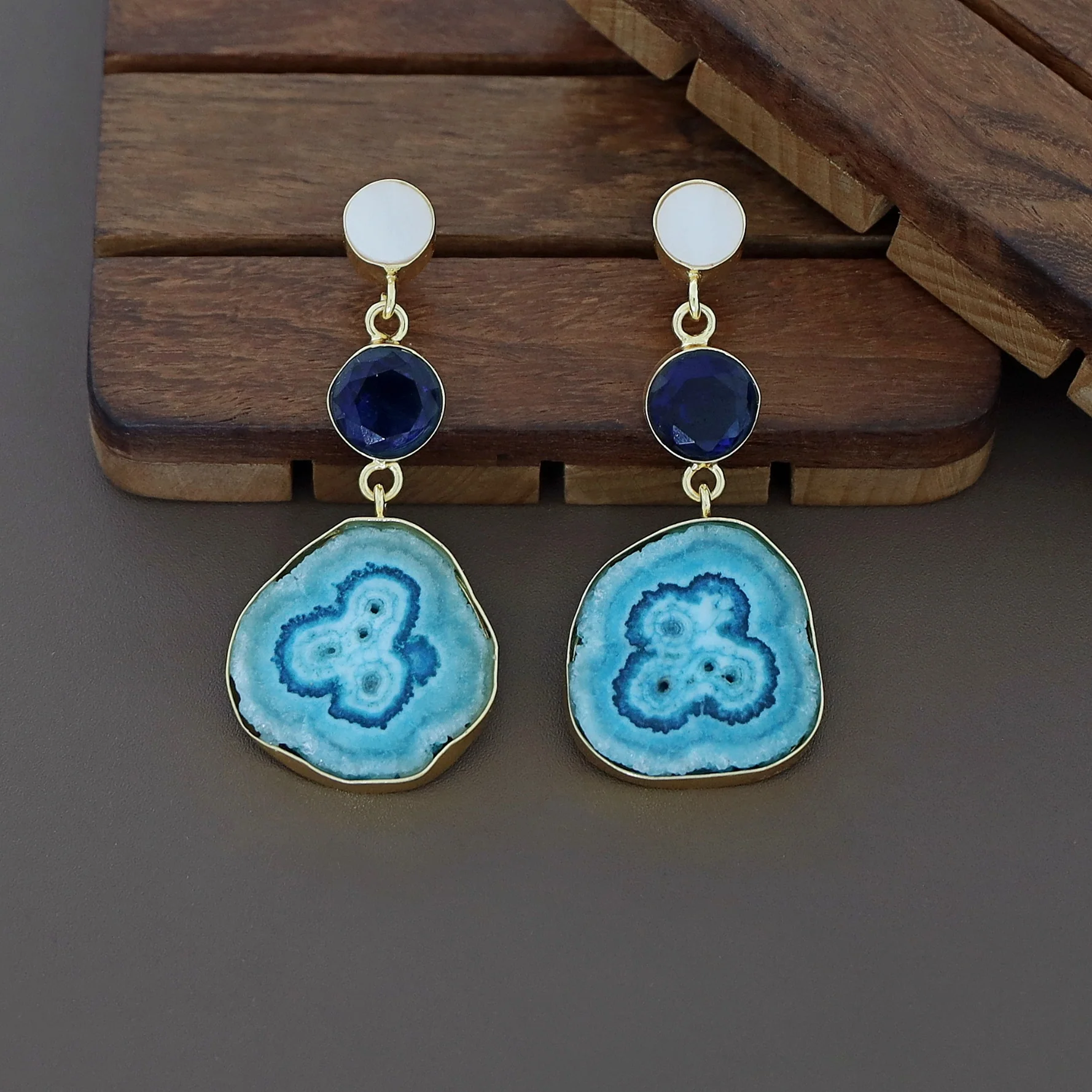 Aniha MOP + Glossy + Agate Stone Earring - Image 12