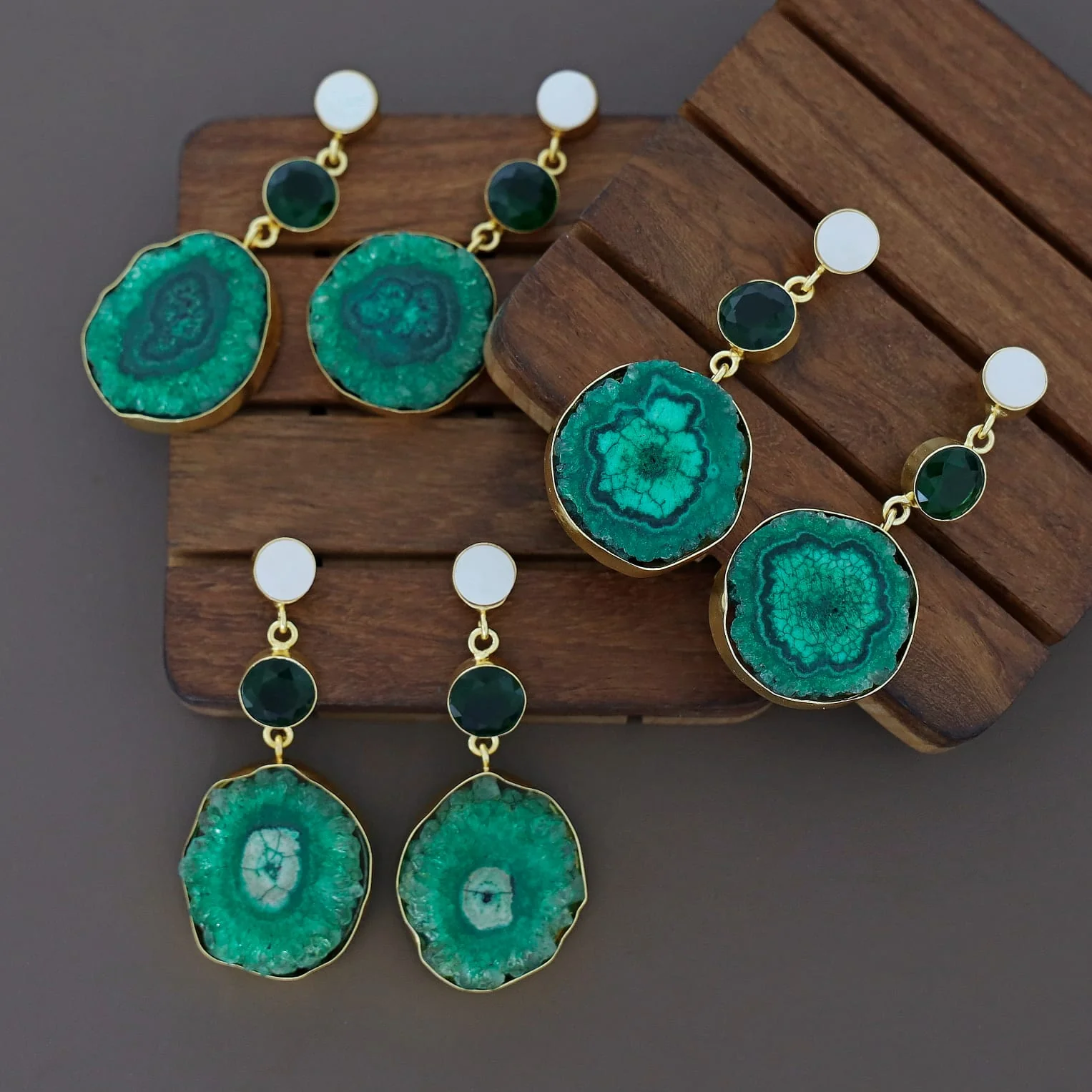 Aniha MOP + Glossy + Agate Stone Earring - Image 2