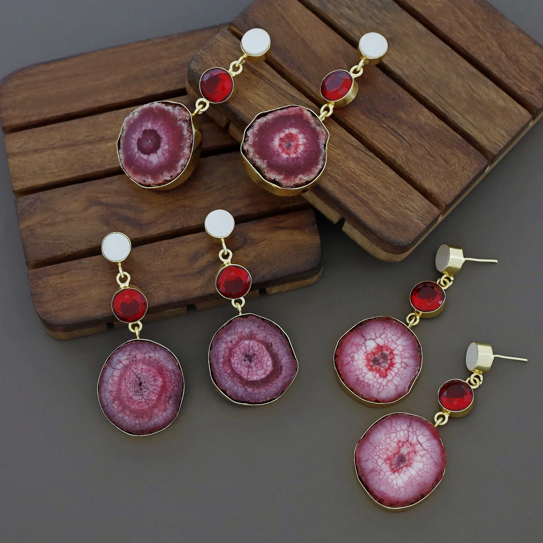 Aniha MOP + Glossy + Agate Stone Earring - Image 3