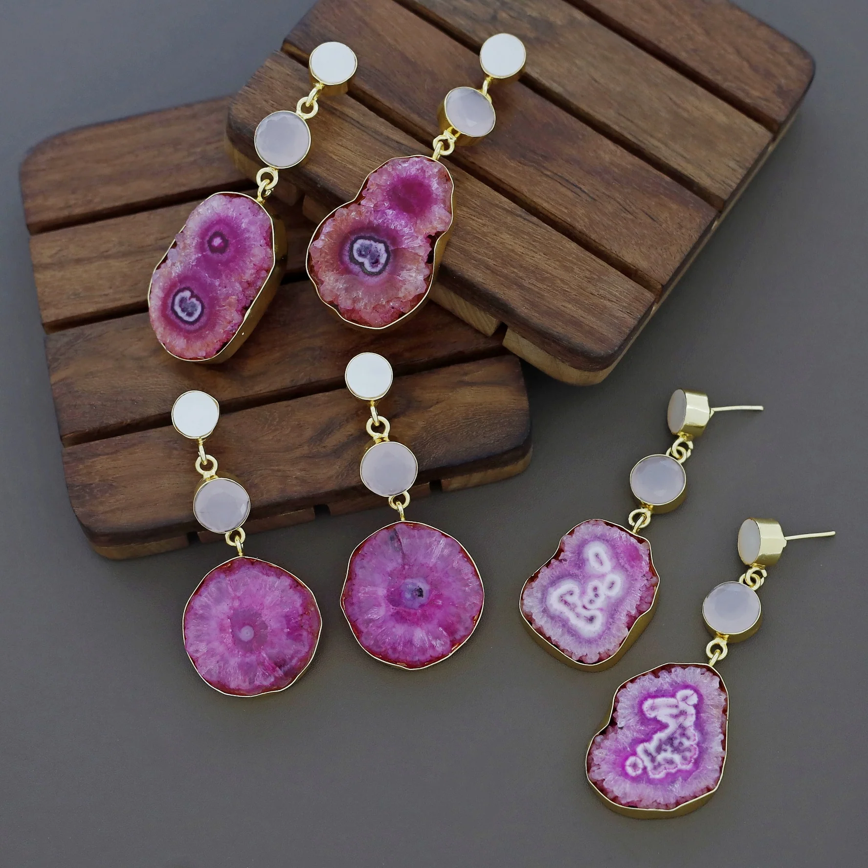 Aniha MOP + Glossy + Agate Stone Earring - Image 4
