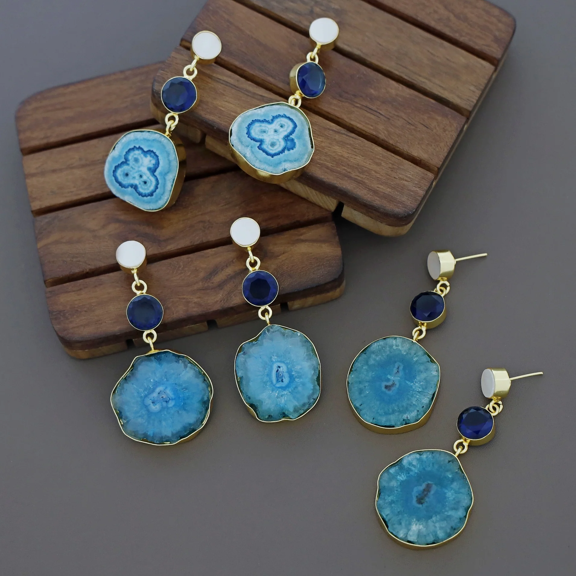 Aniha MOP + Glossy + Agate Stone Earring - Image 5