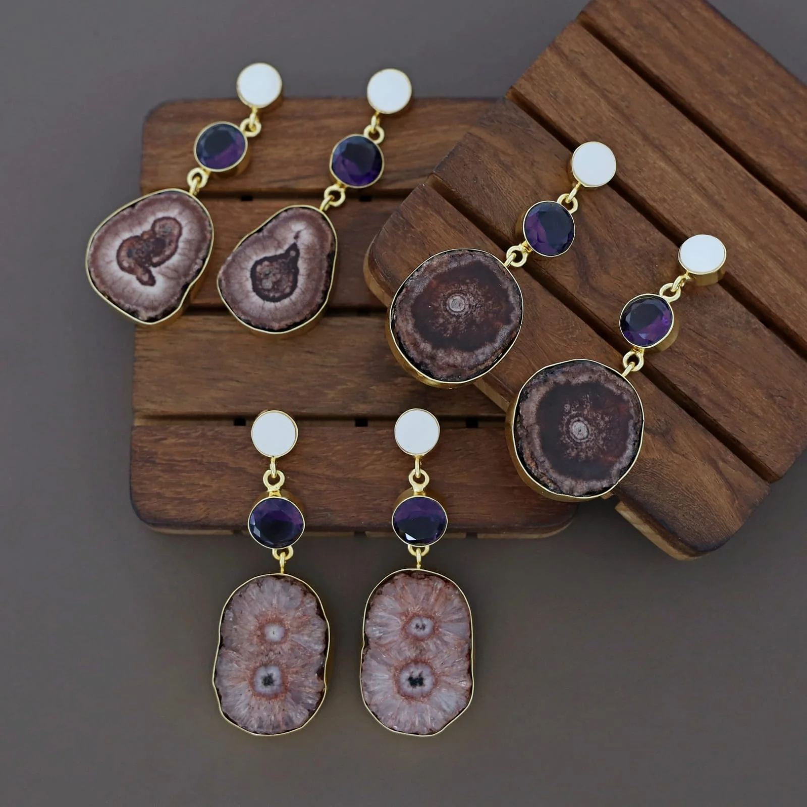 Aniha MOP + Glossy + Agate Stone Earring - Image 6