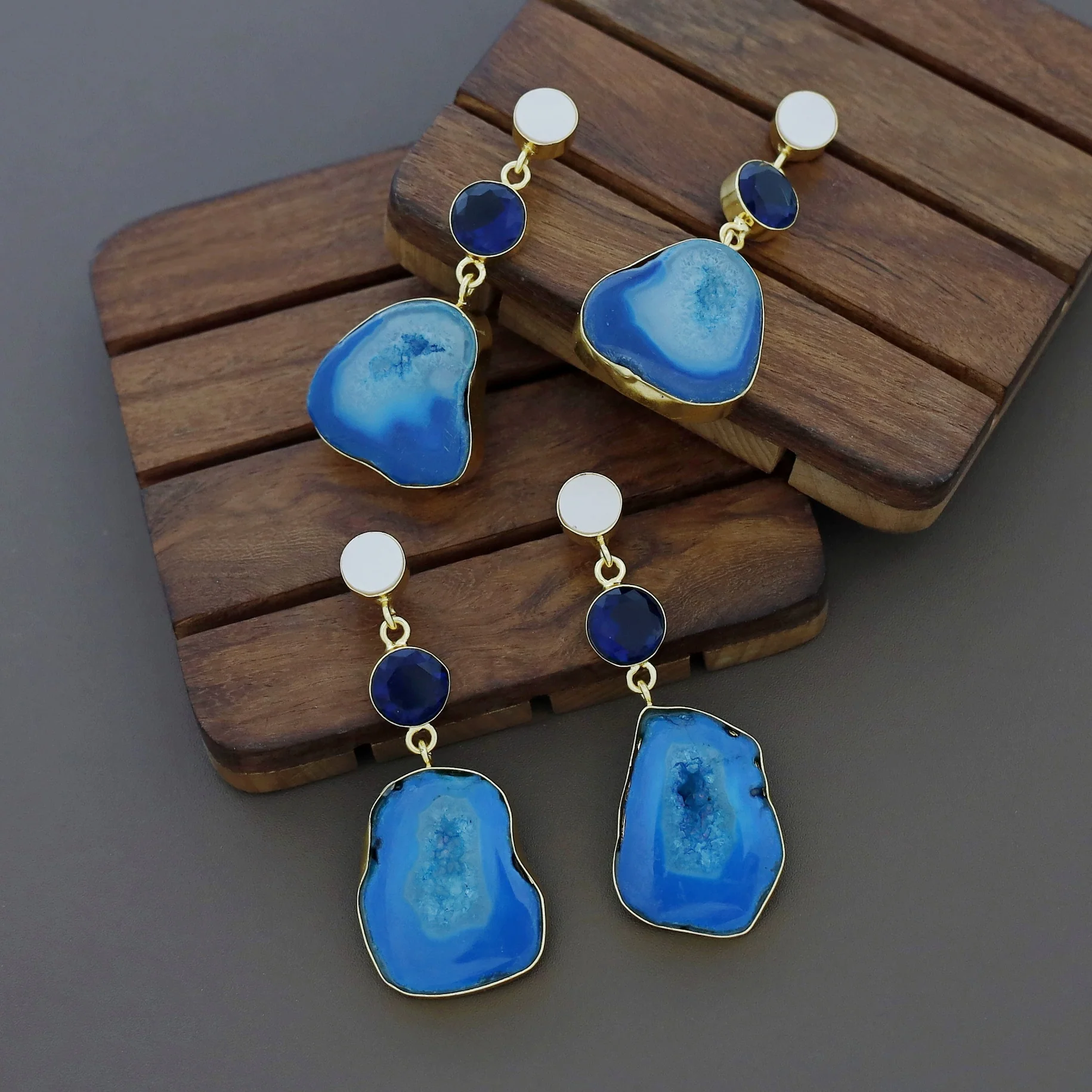 Aniha MOP + Glossy + Agate Stone Earring - Image 7