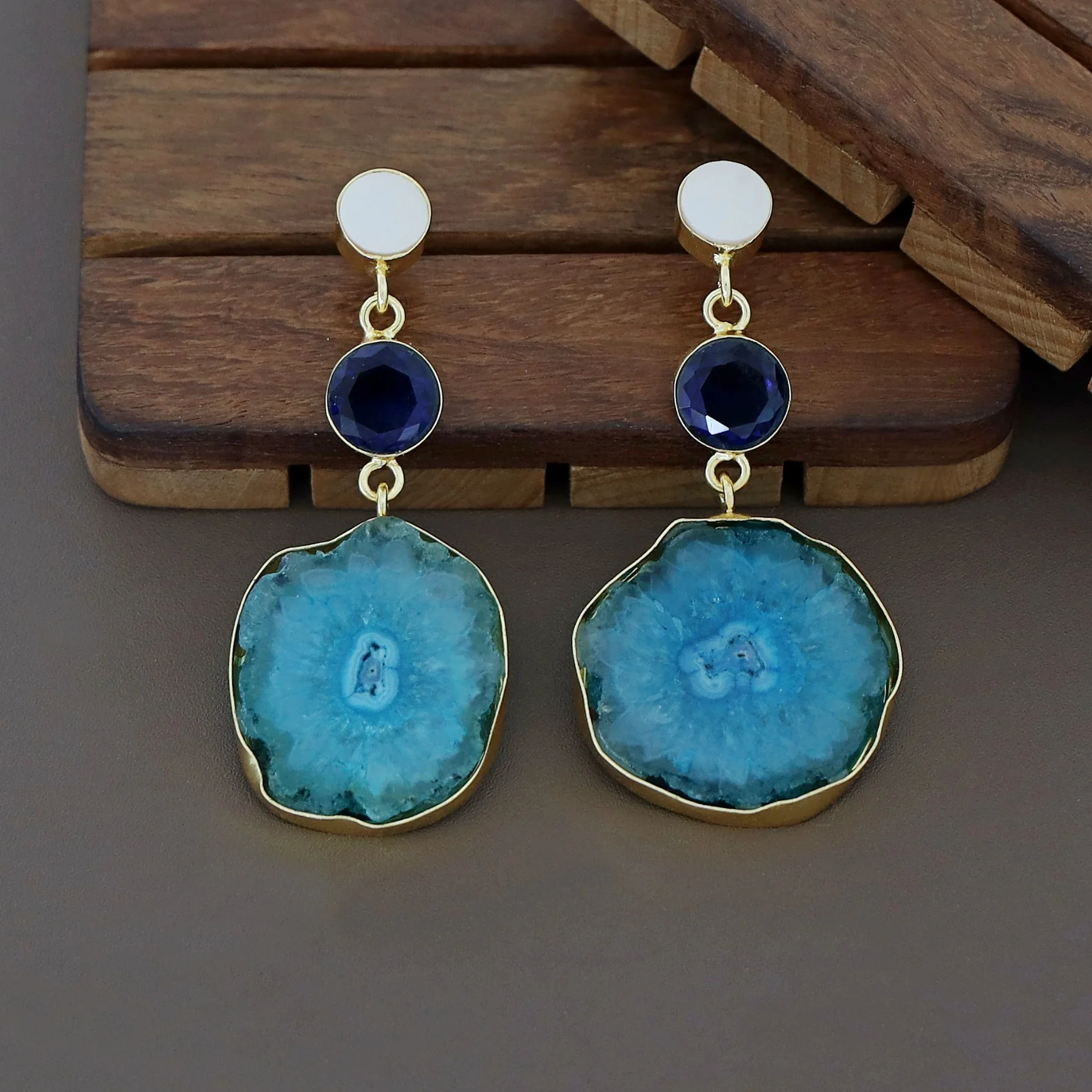 Aniha MOP + Glossy + Agate Stone Earring - Image 8