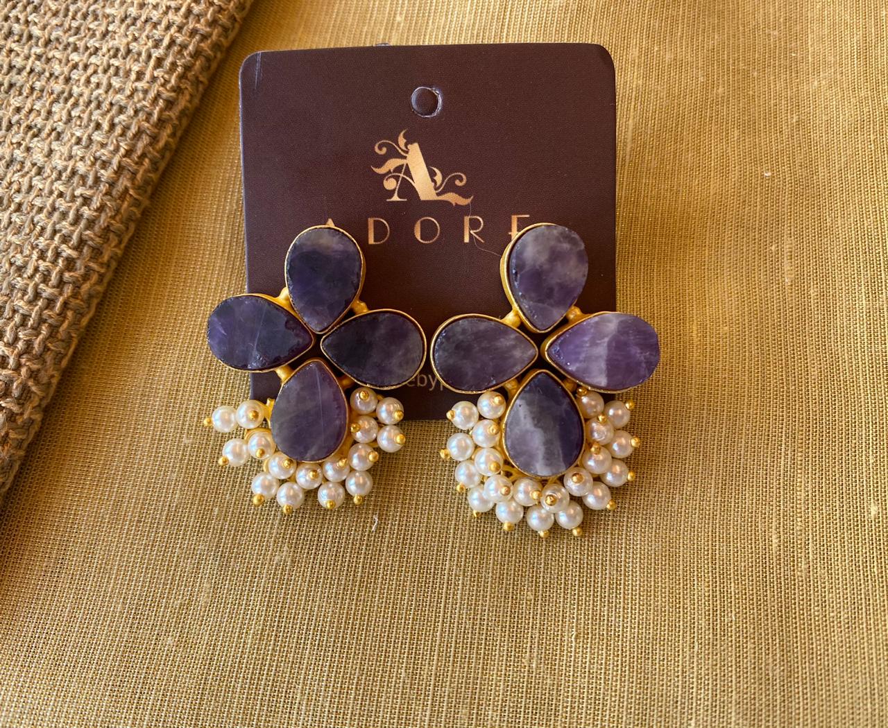 Morning Drizzles Raw Stone Studs (Colour Option) - Image 14