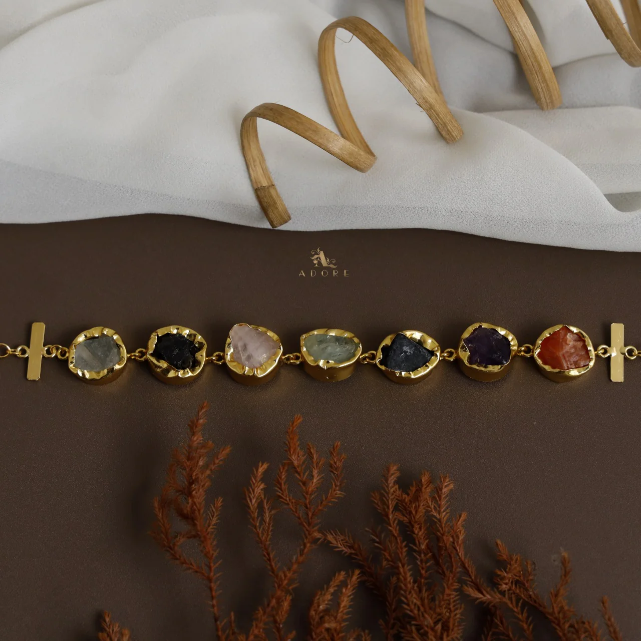 Mridula Golden One Layer 7 Stone Choker - Image 3
