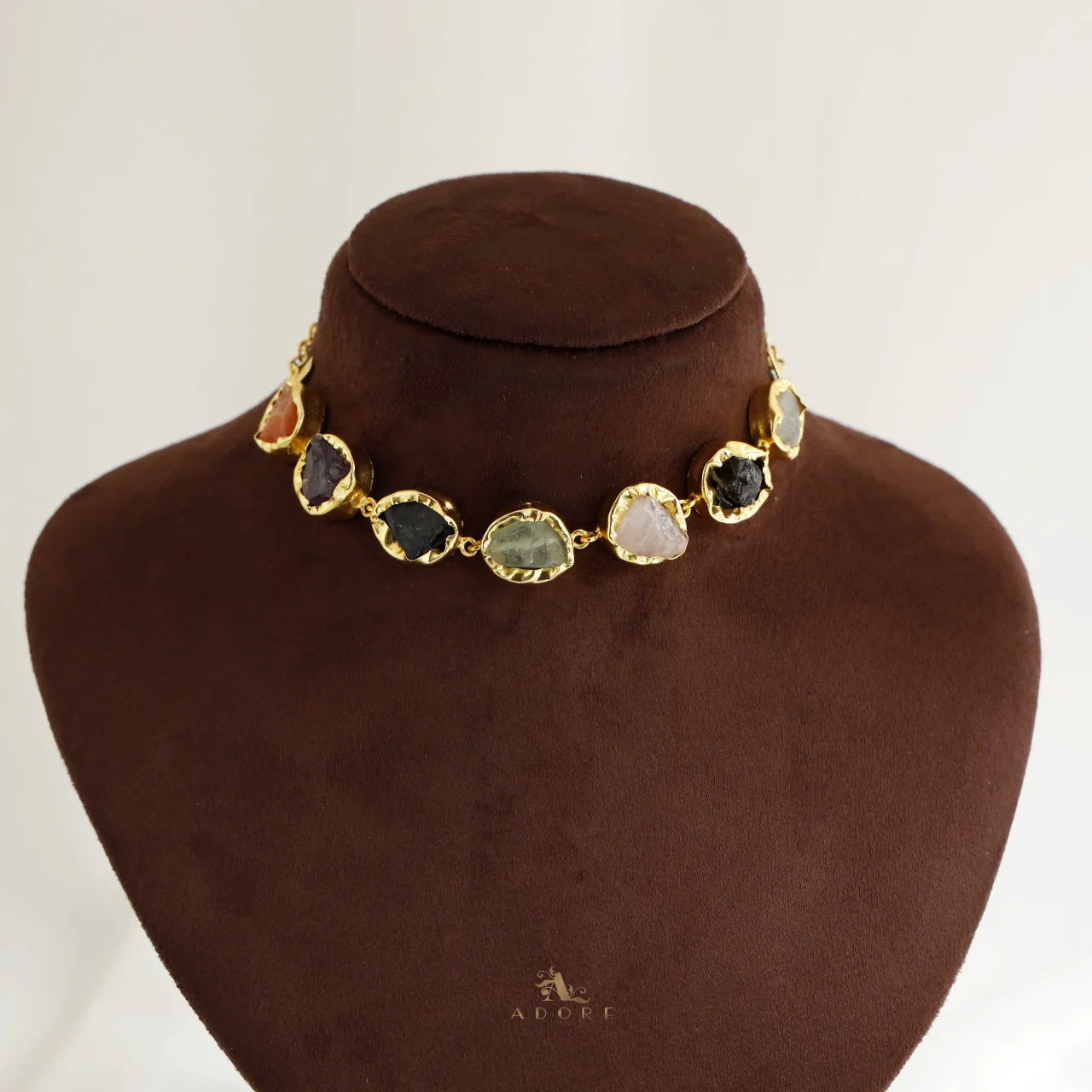 Mridula Golden One Layer 7 Stone Choker - Image 4