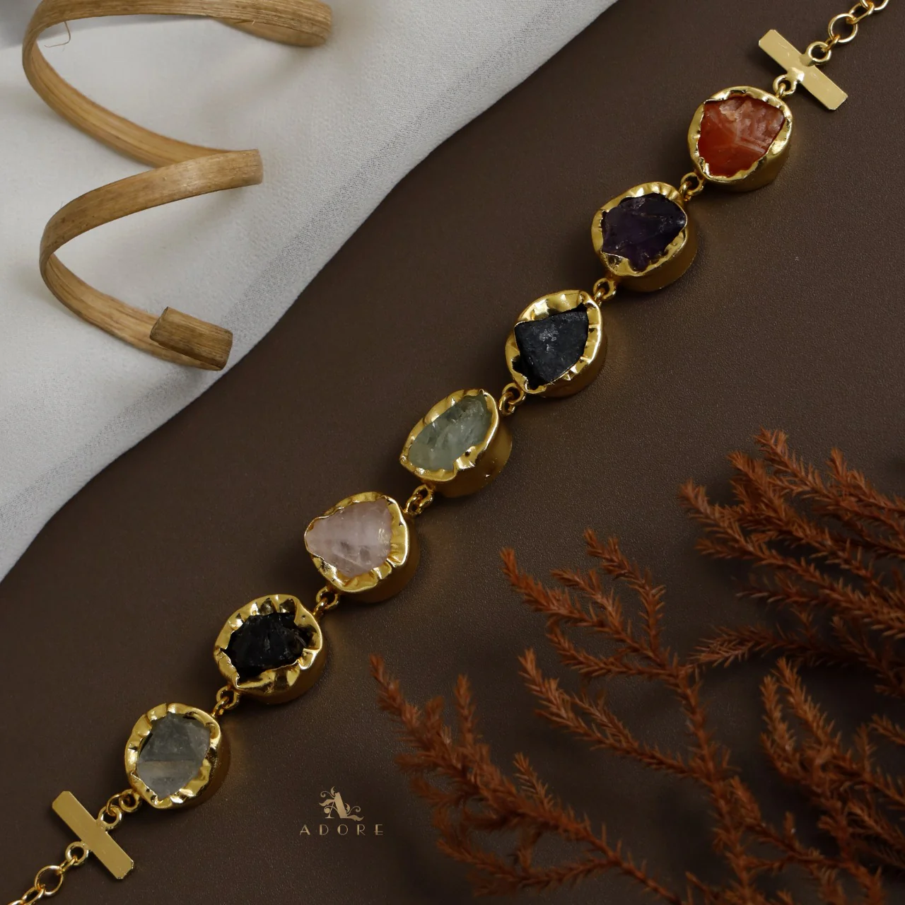 Mridula Golden One Layer 7 Stone Choker - Image 5