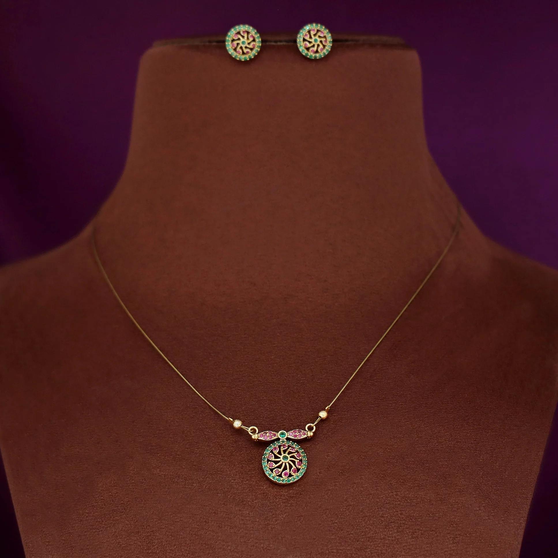 Mudra Circle String Neckpiece With Stud - Image 2