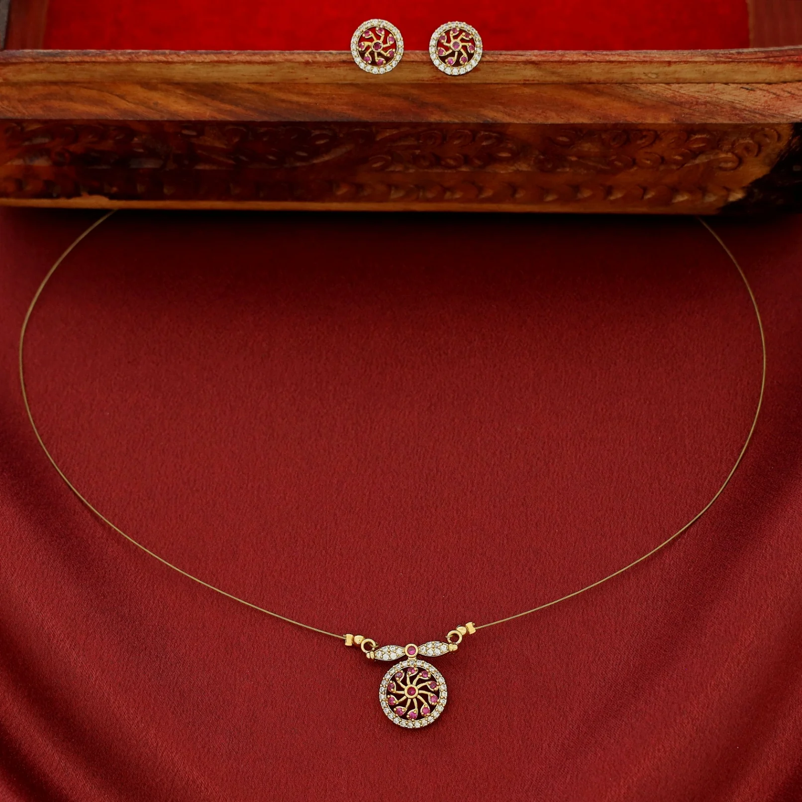 Mudra Circle String Neckpiece With Stud - Image 4