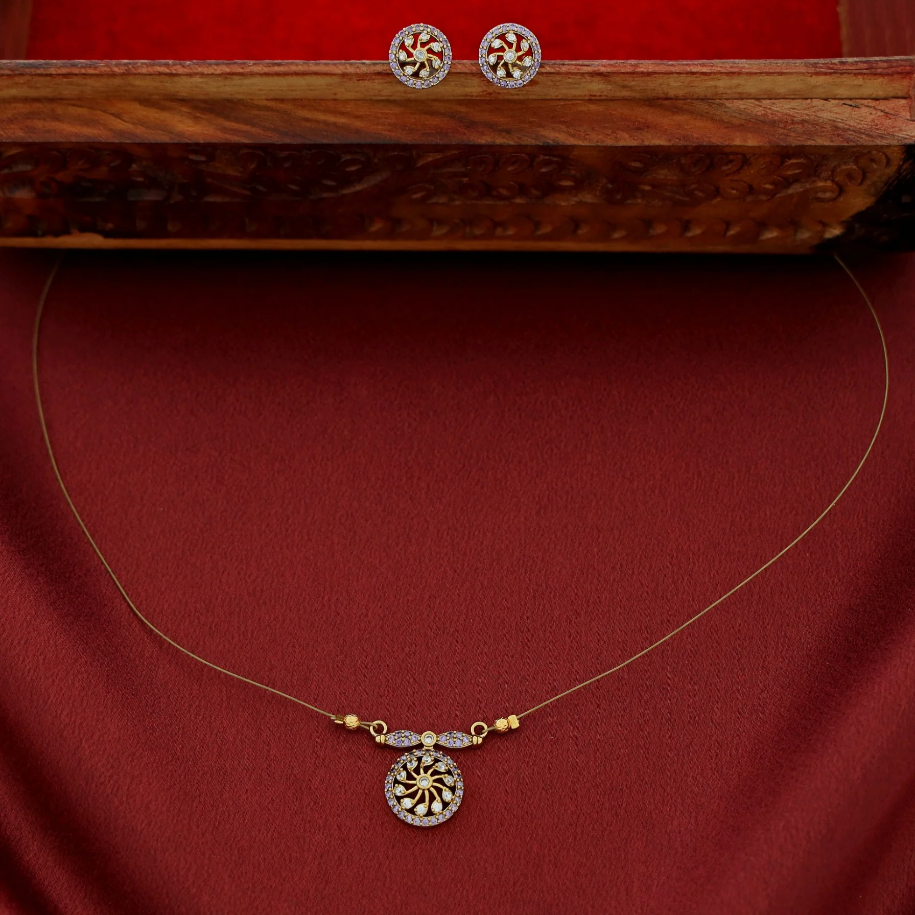 Mudra Circle String Neckpiece With Stud - Image 6