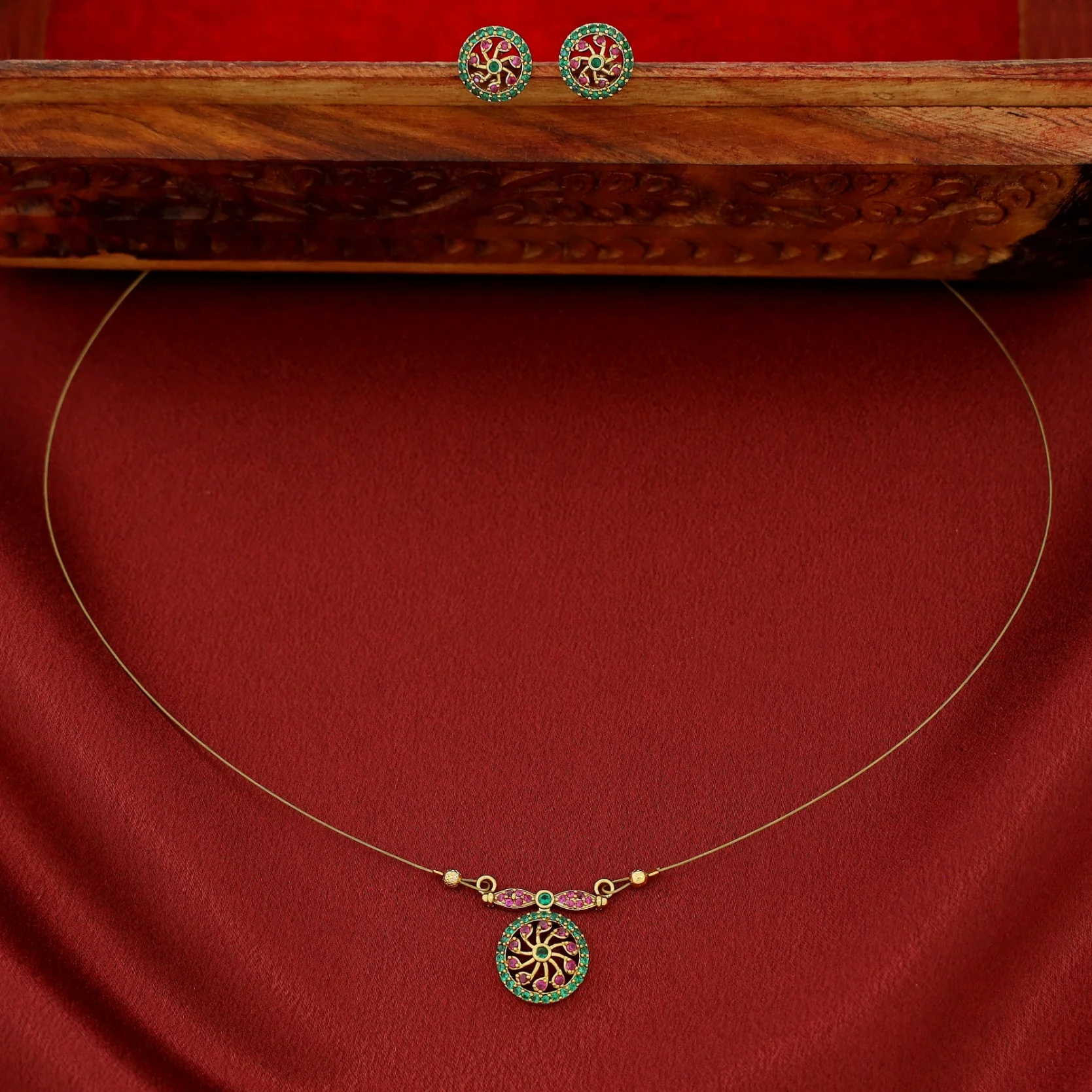 Mudra Circle String Neckpiece With Stud - Image 7