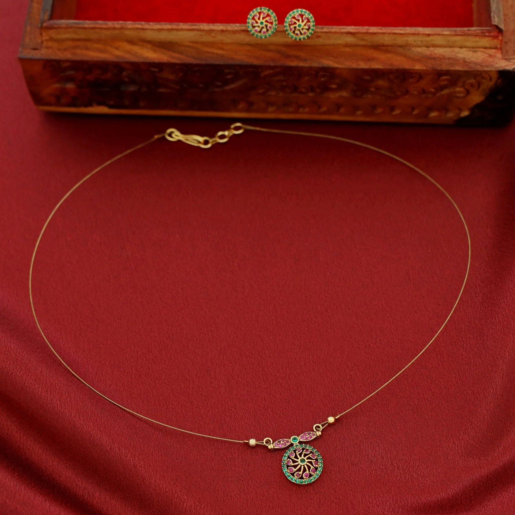 Mudra Circle String Neckpiece With Stud - Image 9