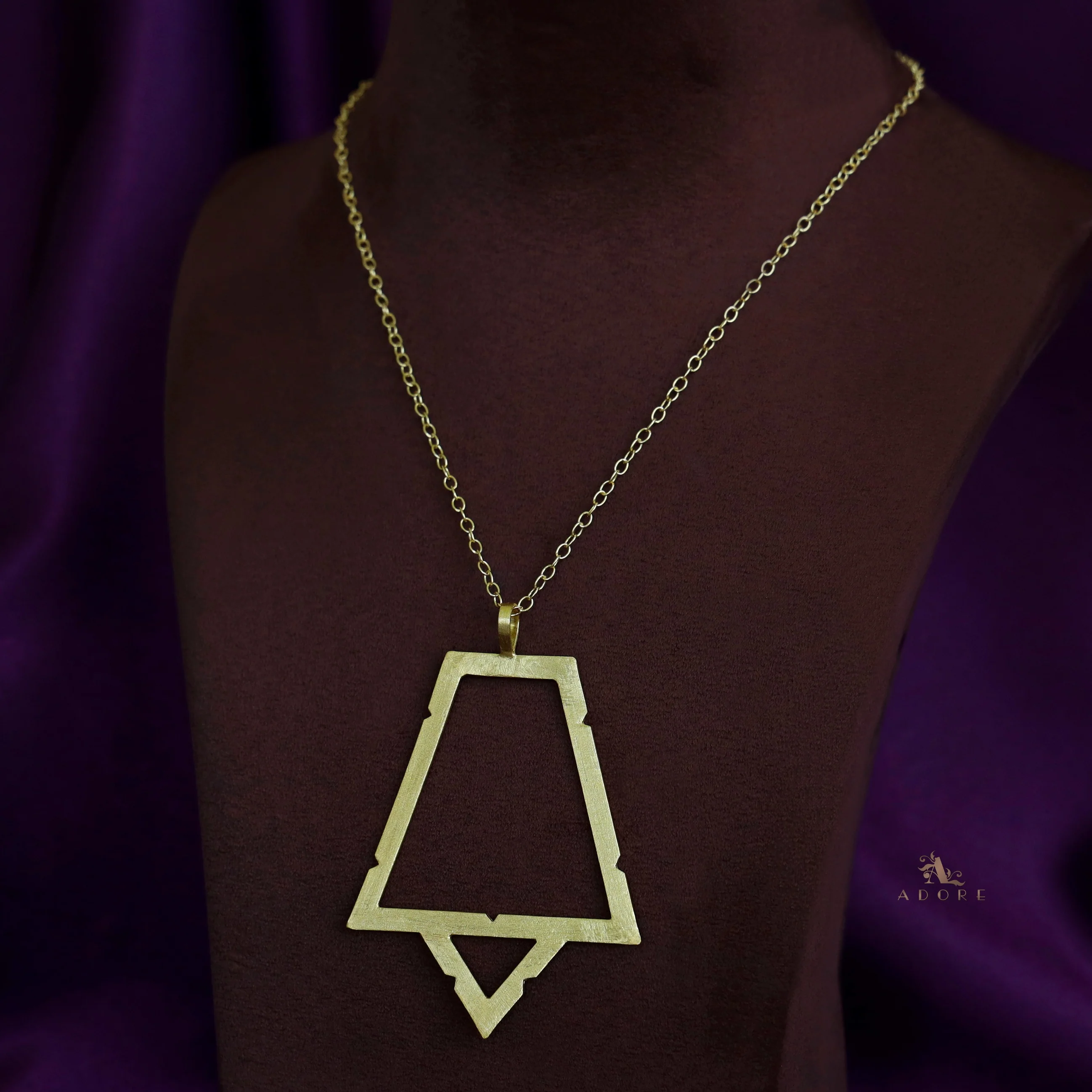 Multi Shape Golden Pendant Short Neckpiece - Image 2