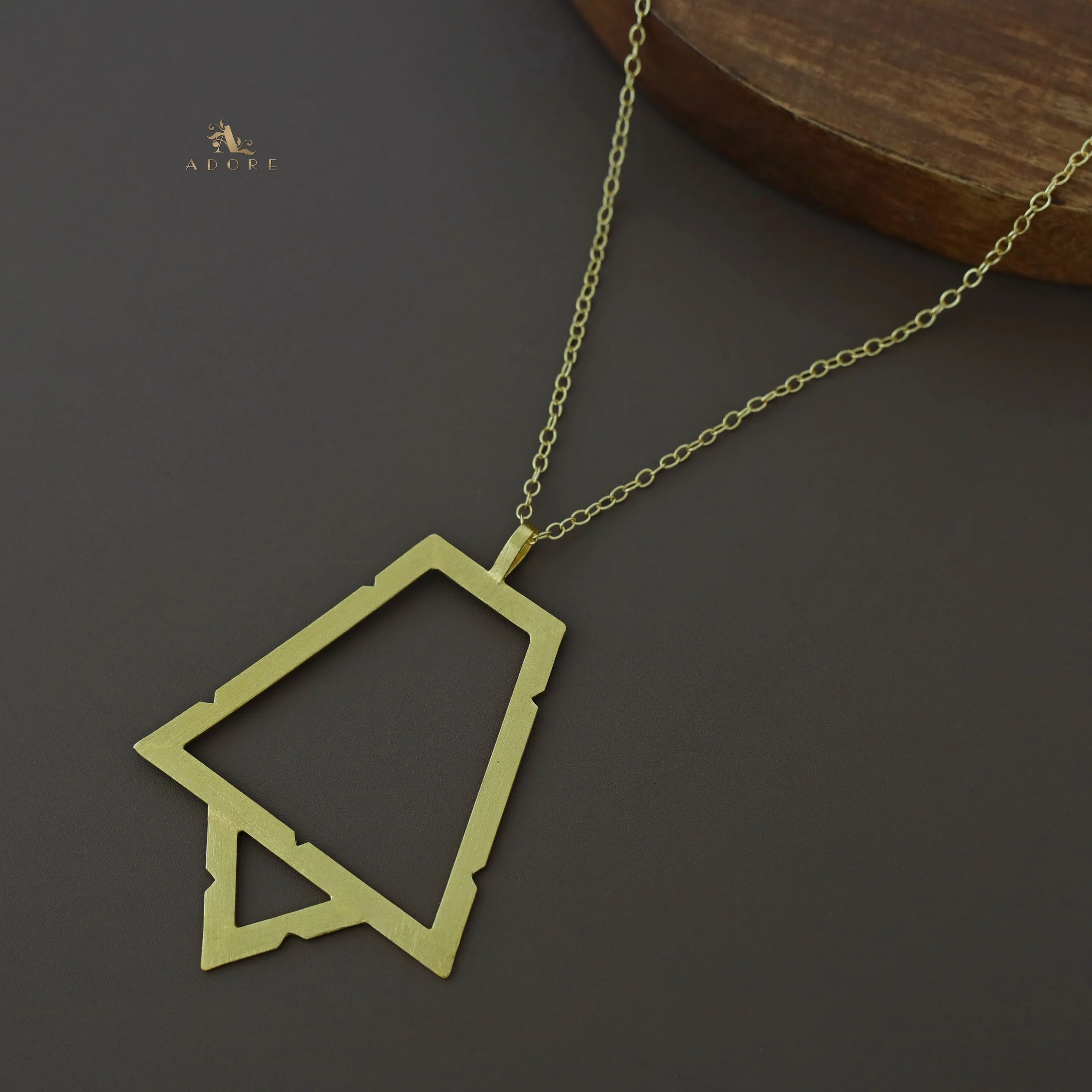 Multi Shape Golden Pendant Short Neckpiece - Image 3