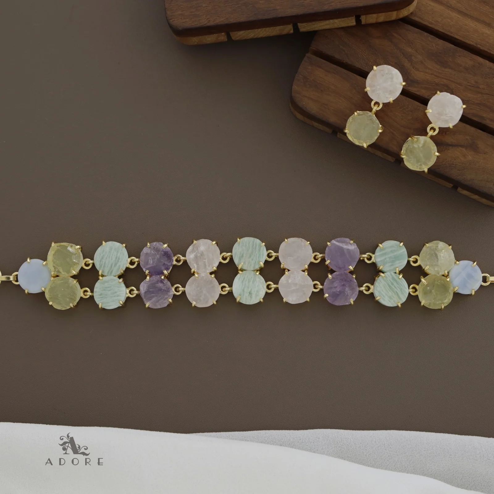 Multicolour Aariel Raw Stone Choker With Earring - Image 8