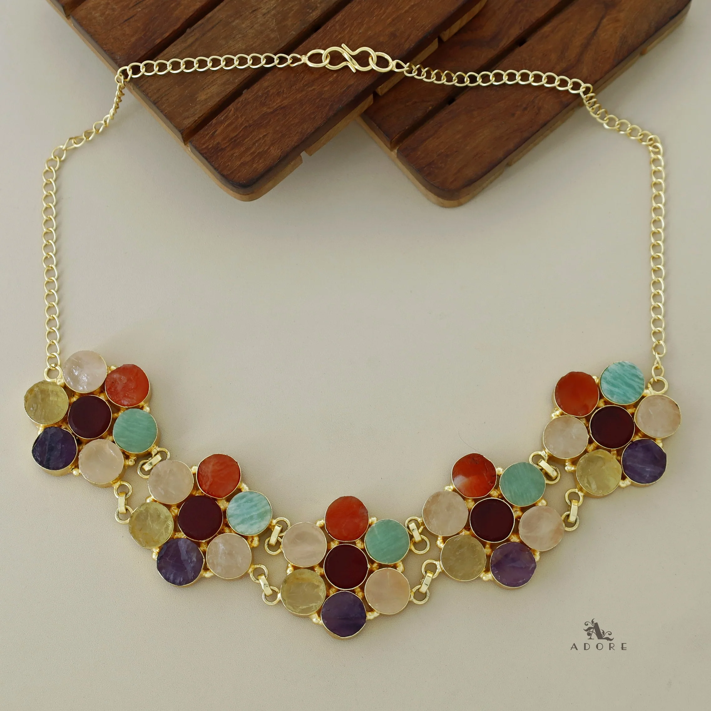 Multicolour Raw Stone Flower Choker - Image 5