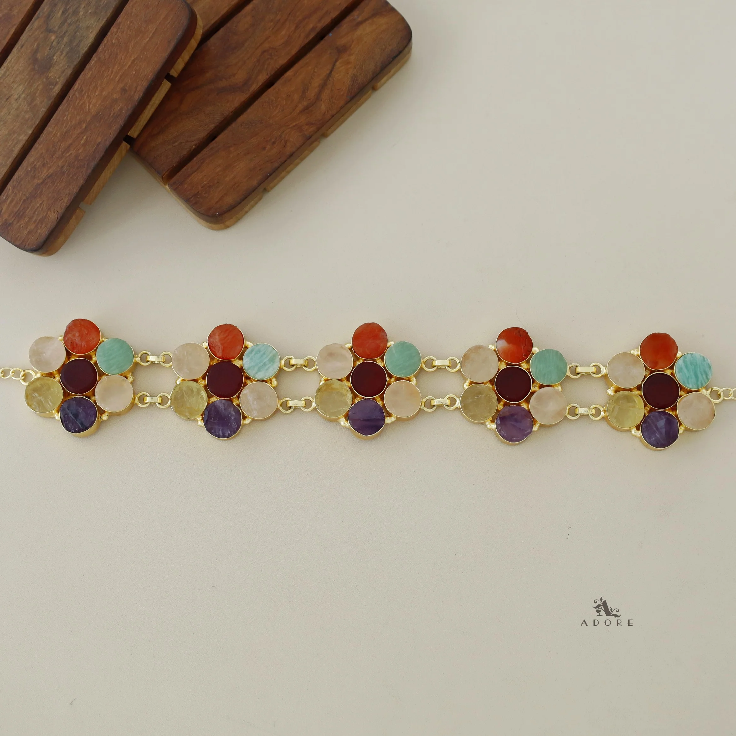 Multicolour Raw Stone Flower Choker - Image 7