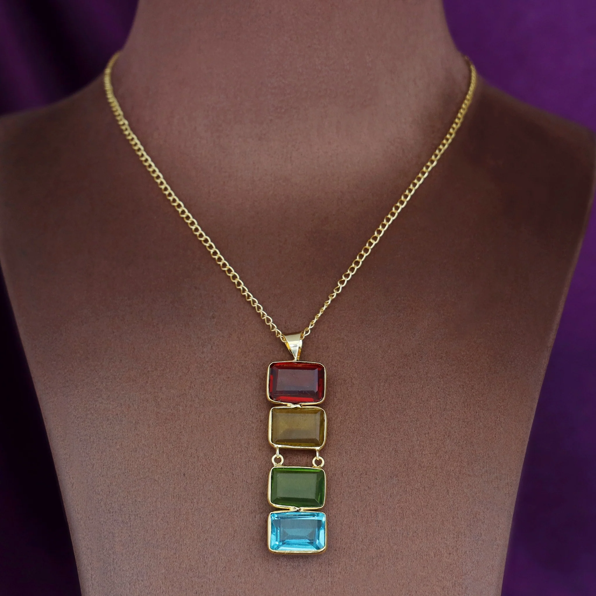 Multicolour Tetra Rectangle Glossy Neckpiece - Image 2