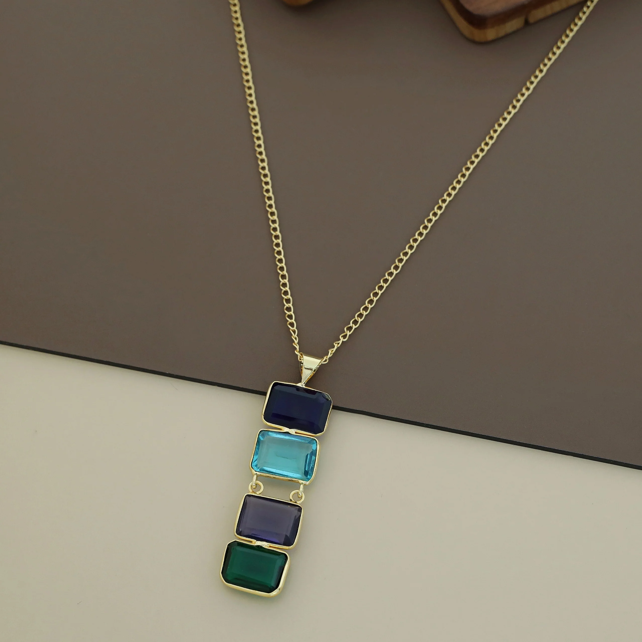 Multicolour Tetra Rectangle Glossy Neckpiece - Image 5