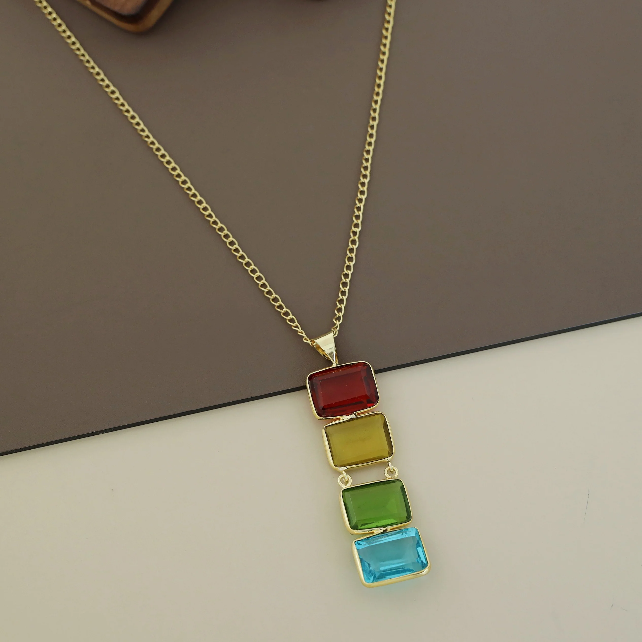 Multicolour Tetra Rectangle Glossy Neckpiece - Image 6