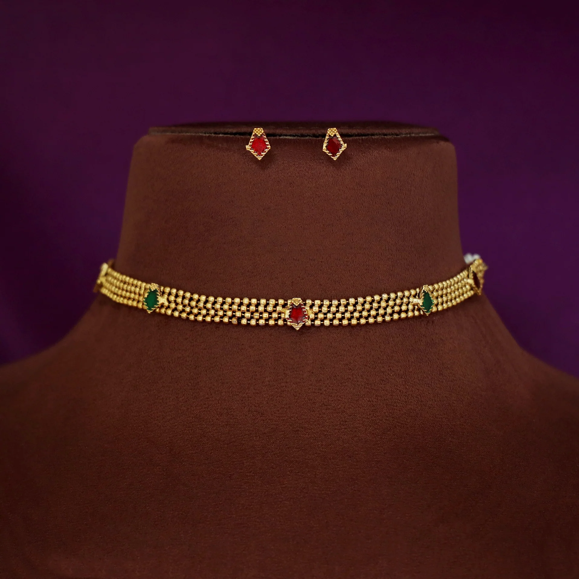 Mythily 4 Layer Golden Ball Enamel Palakka Choker With Stud - Image 2