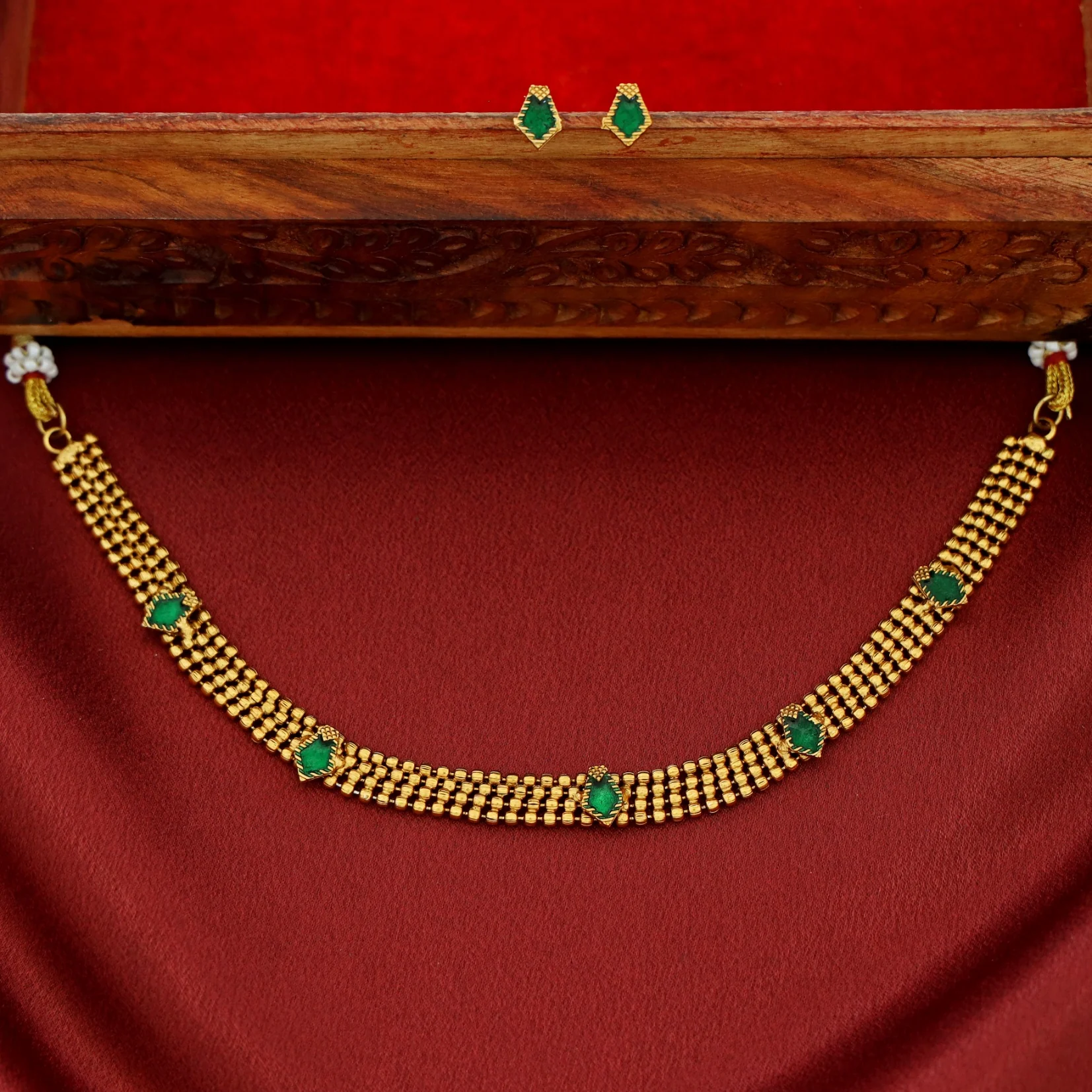 Mythily 4 Layer Golden Ball Enamel Palakka Choker With Stud - Image 3