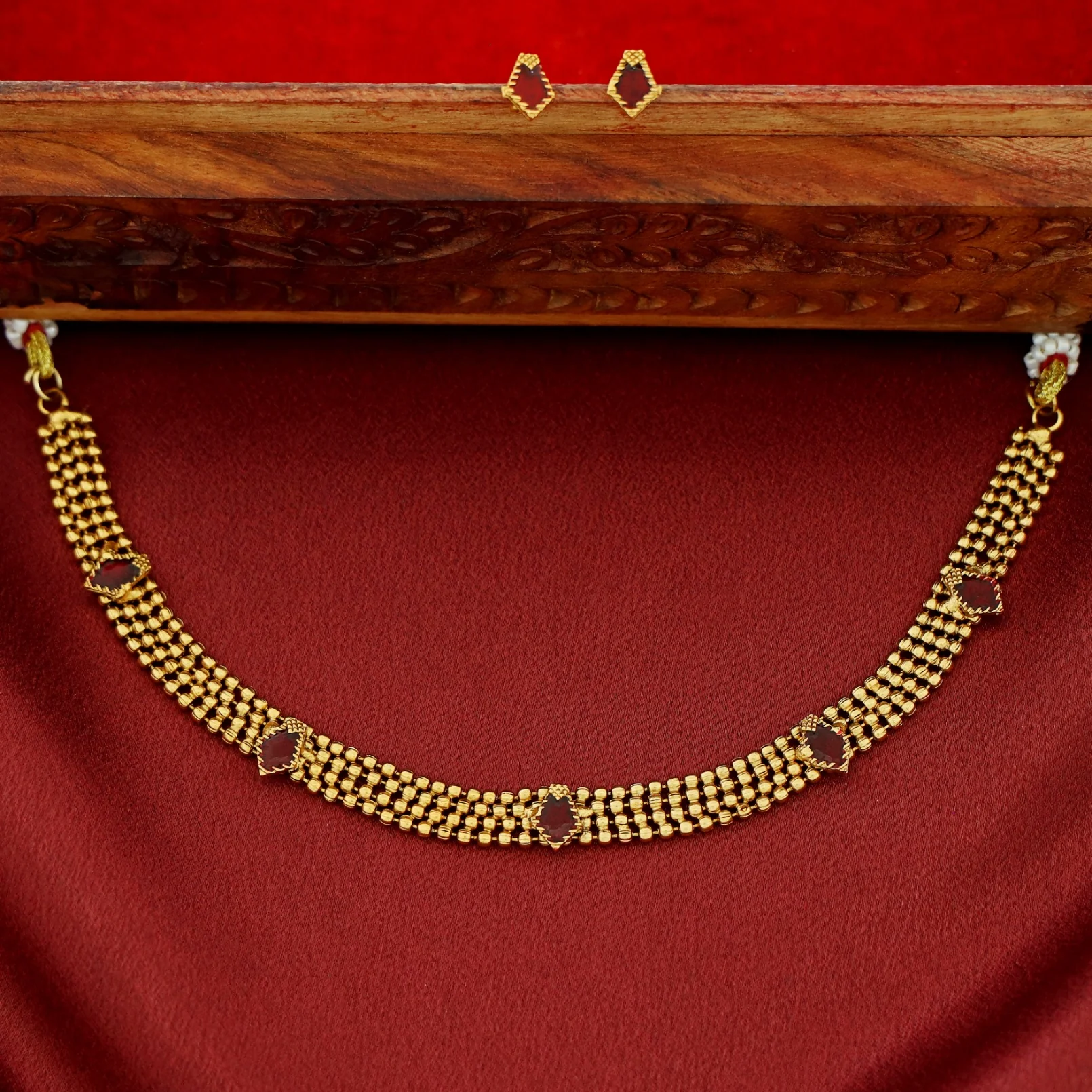 Mythily 4 Layer Golden Ball Enamel Palakka Choker With Stud - Image 4