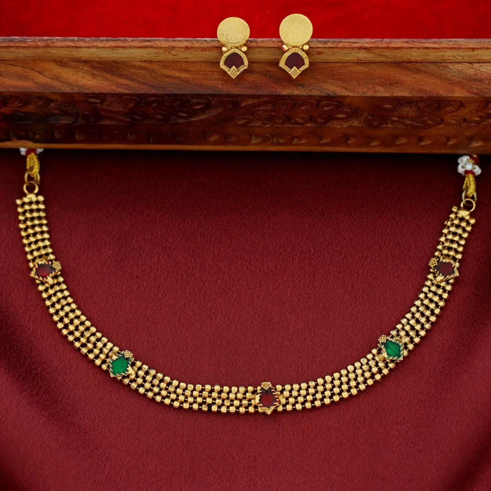 Mythily 4 Layer Golden Ball Enamel Palakka Choker With Stud - Image 5