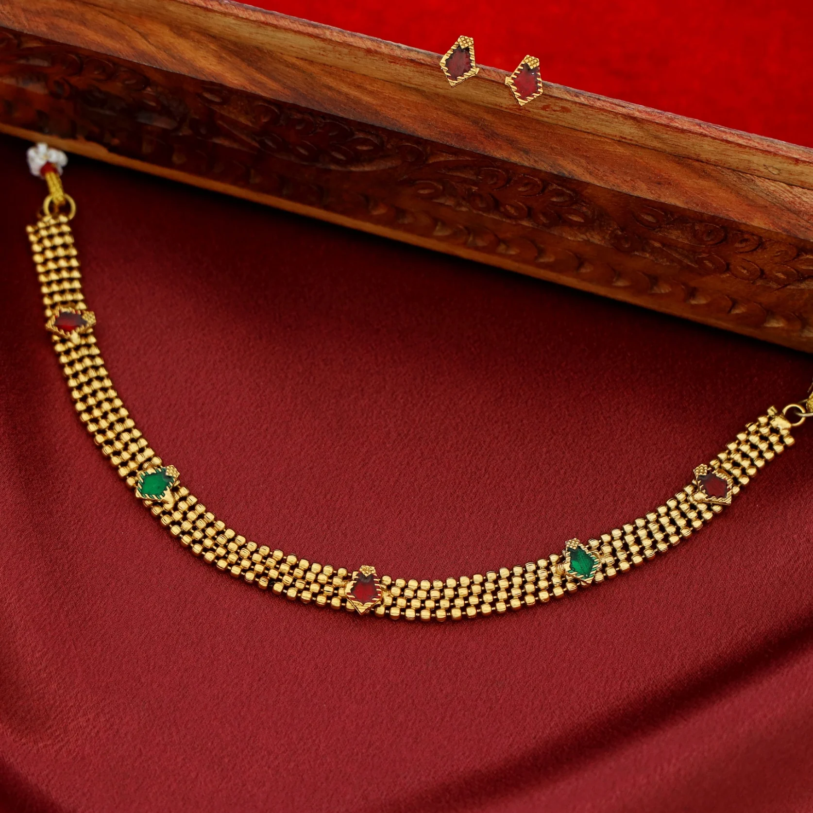 Mythily 4 Layer Golden Ball Enamel Palakka Choker With Stud - Image 6