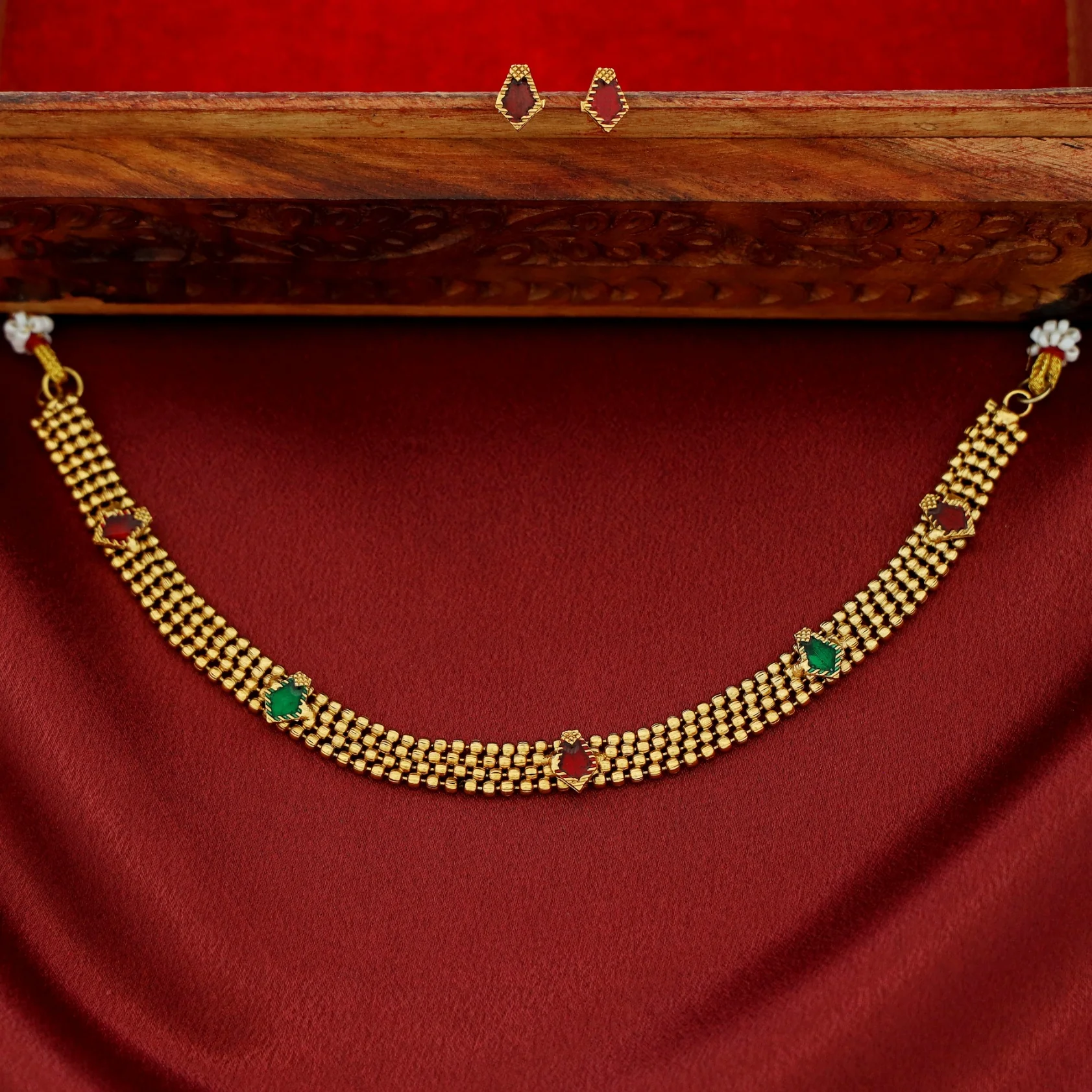 Mythily 4 Layer Golden Ball Enamel Palakka Choker With Stud - Image 7