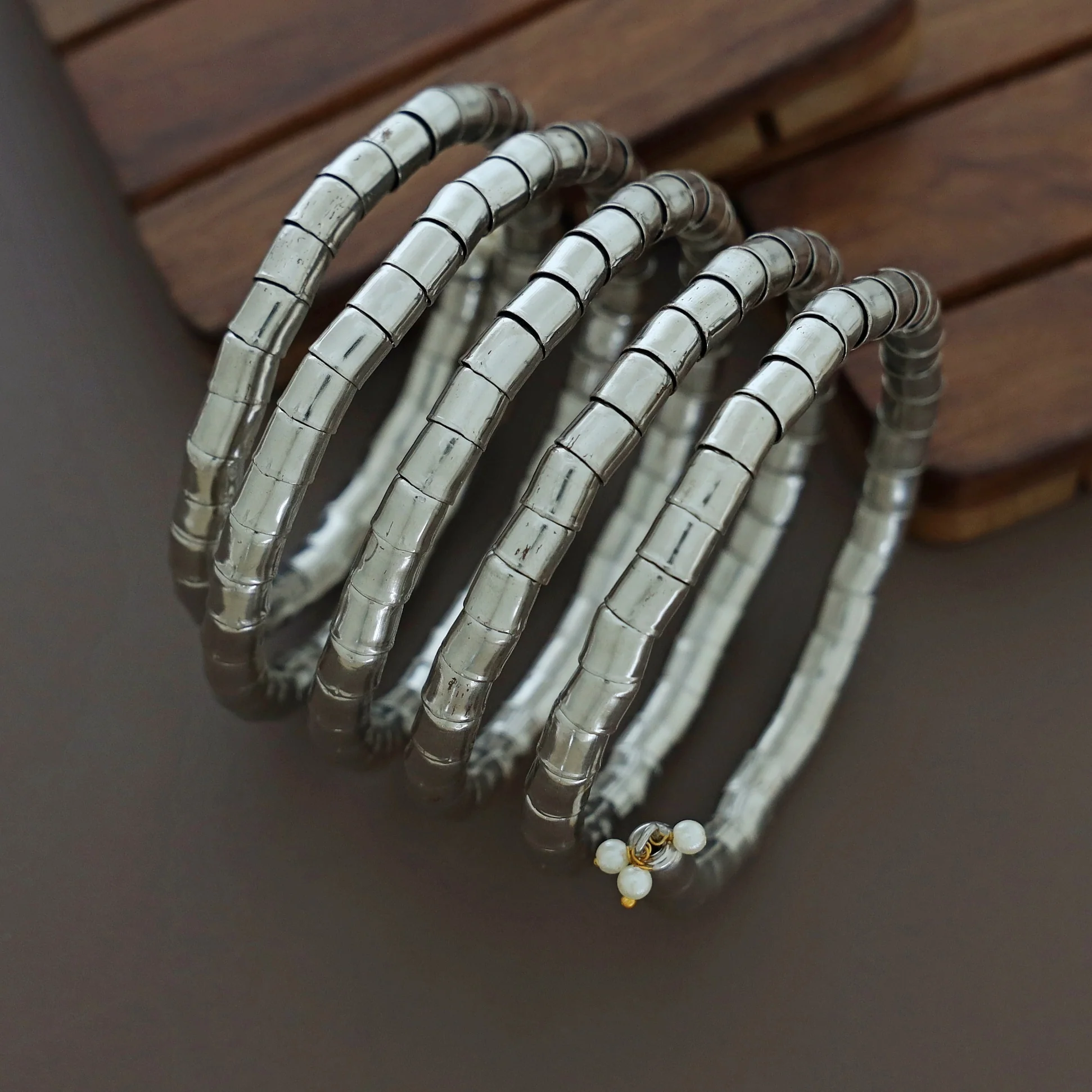 Nacala Dual Tone Spiral Bangle - Image 4