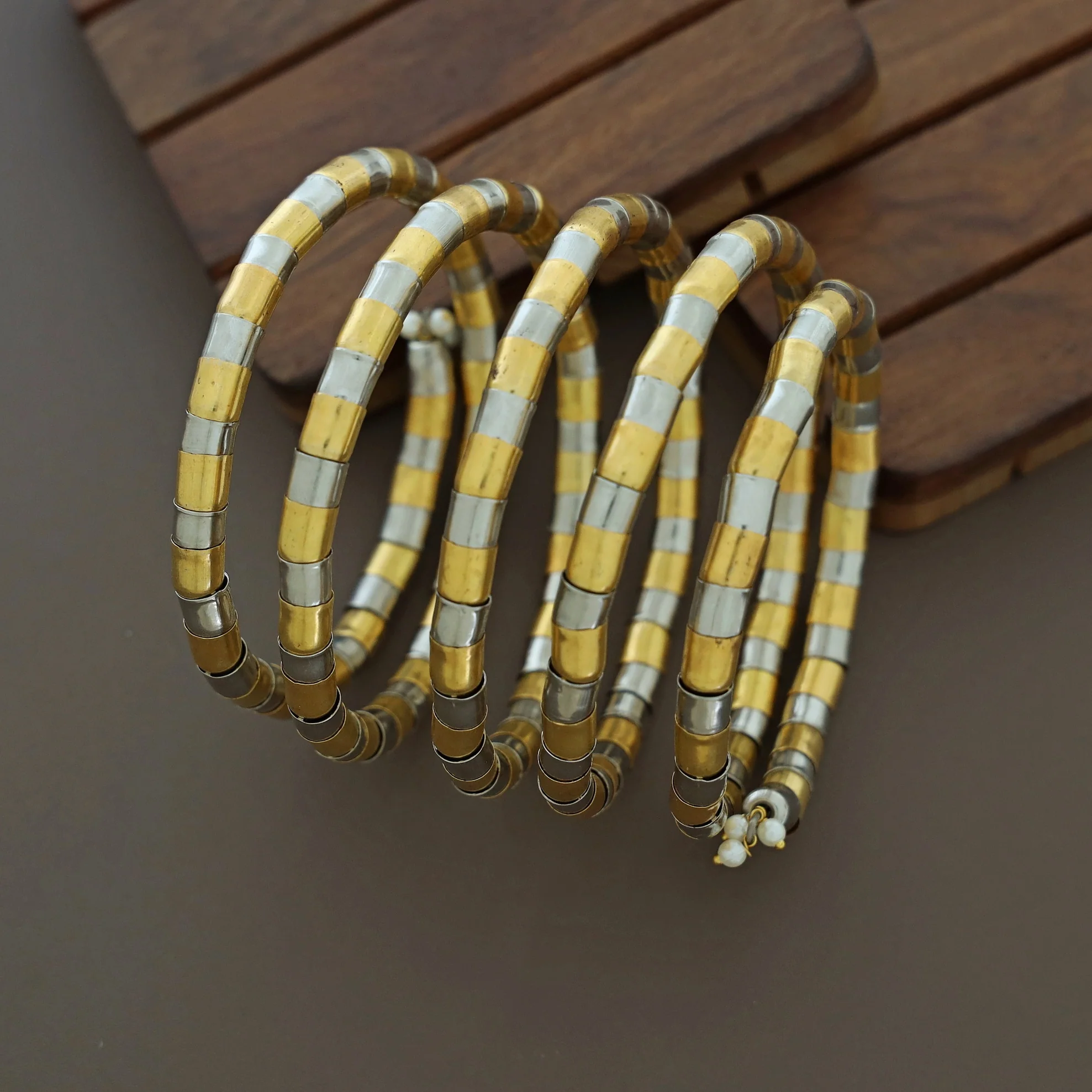Nacala Dual Tone Spiral Bangle - Image 5