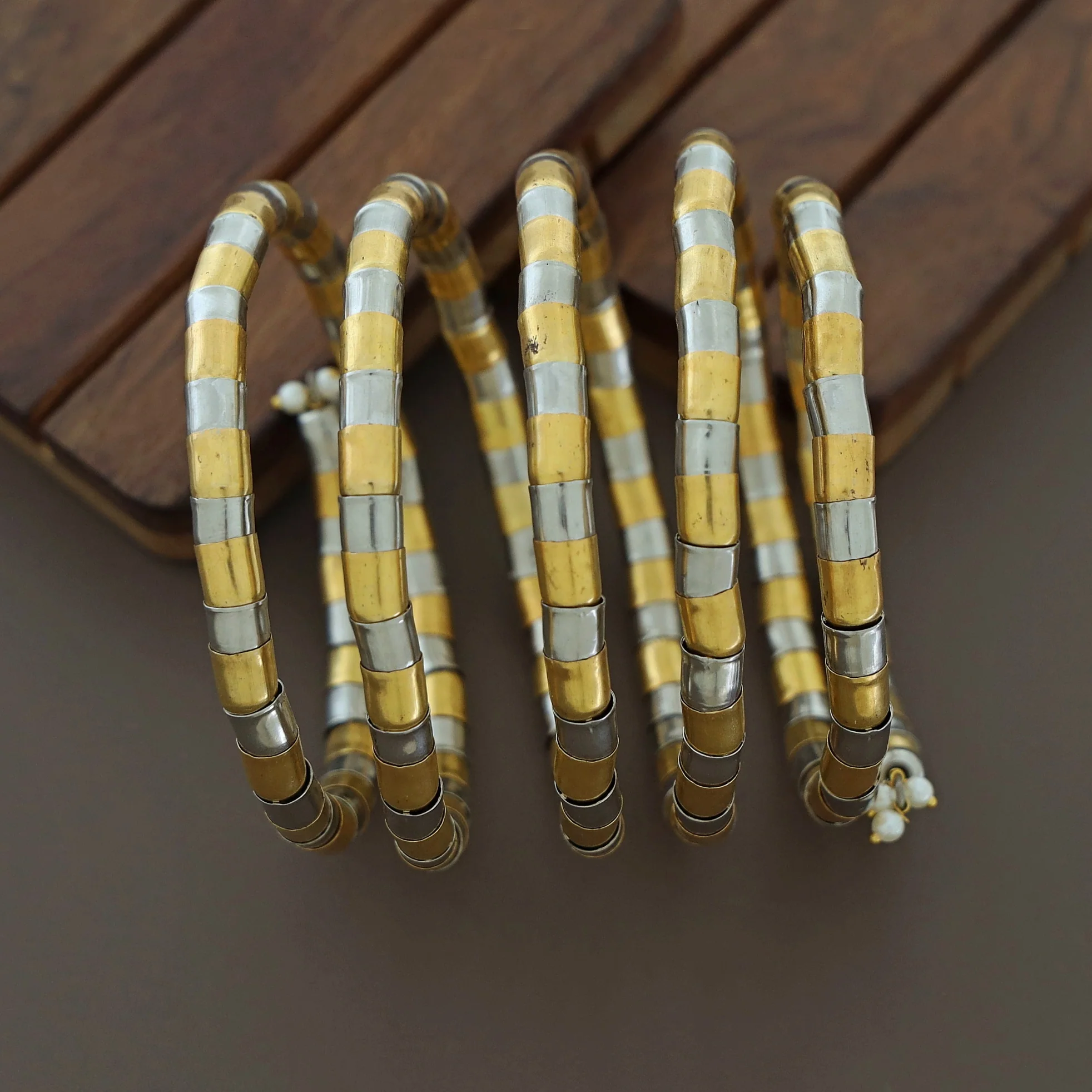 Nacala Dual Tone Spiral Bangle - Image 6